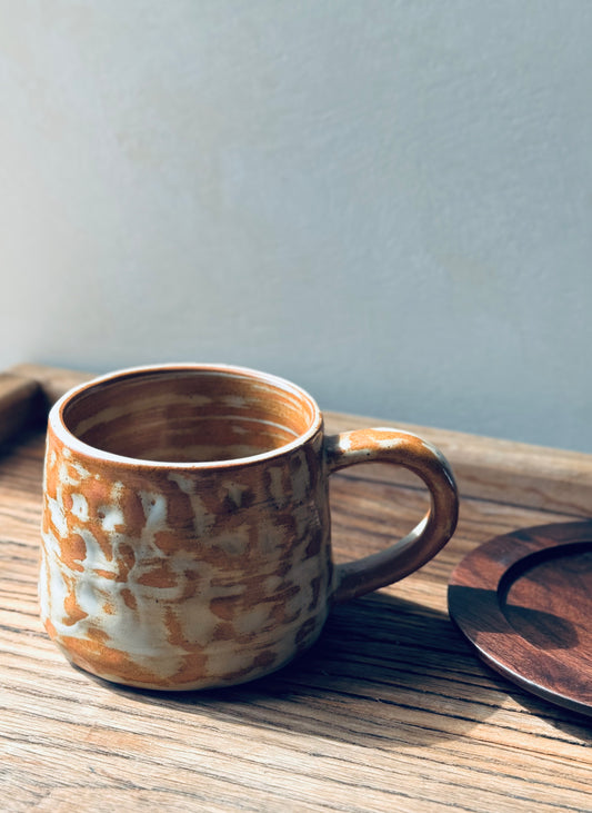 Wabi-Sabi Ceramic Mug + Wooden Saucer | BoHo Bronte Exclusive