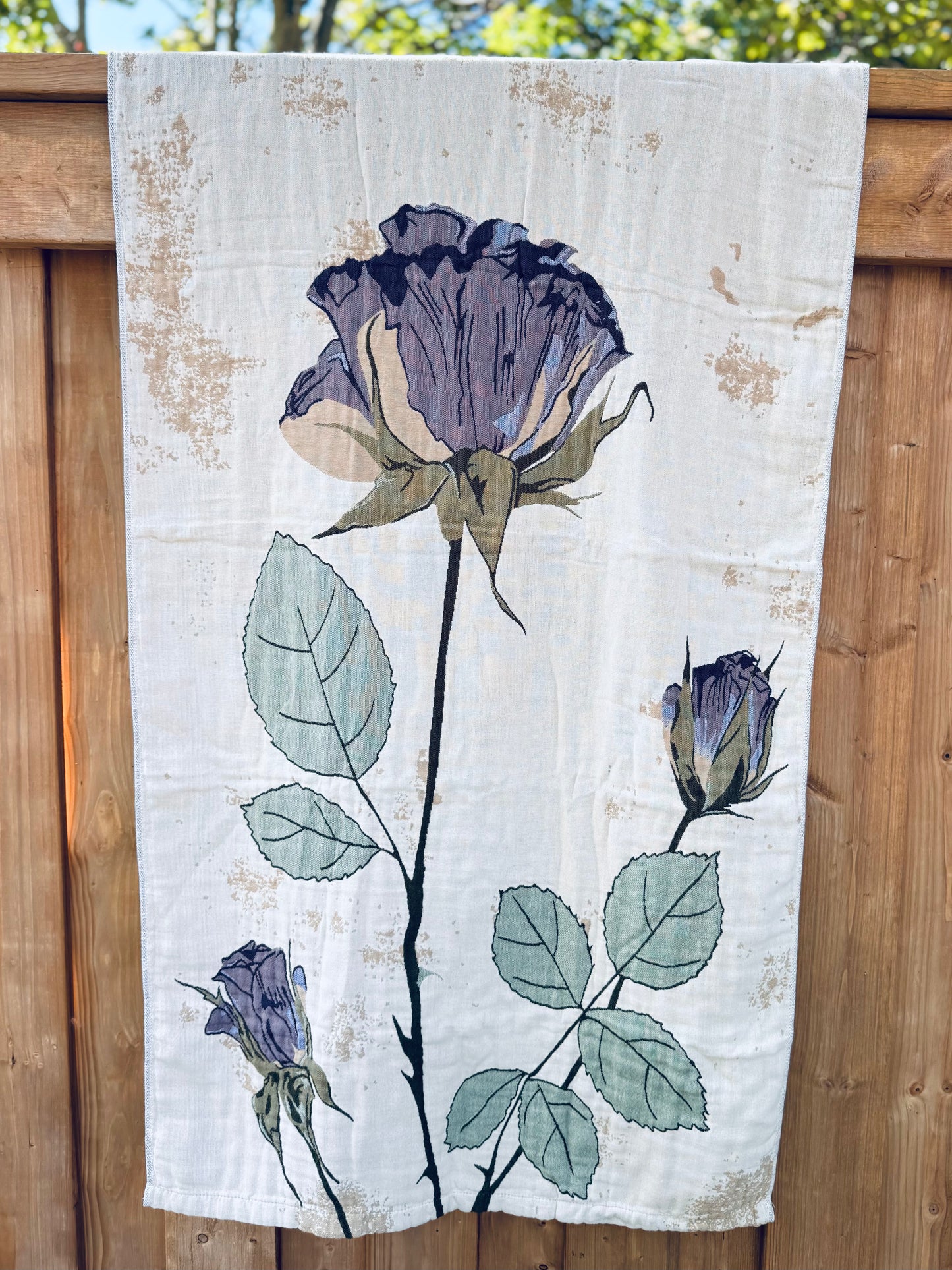 100% Cotton Woven Towel – Purple Rose Bloom Series (80×160 cm)