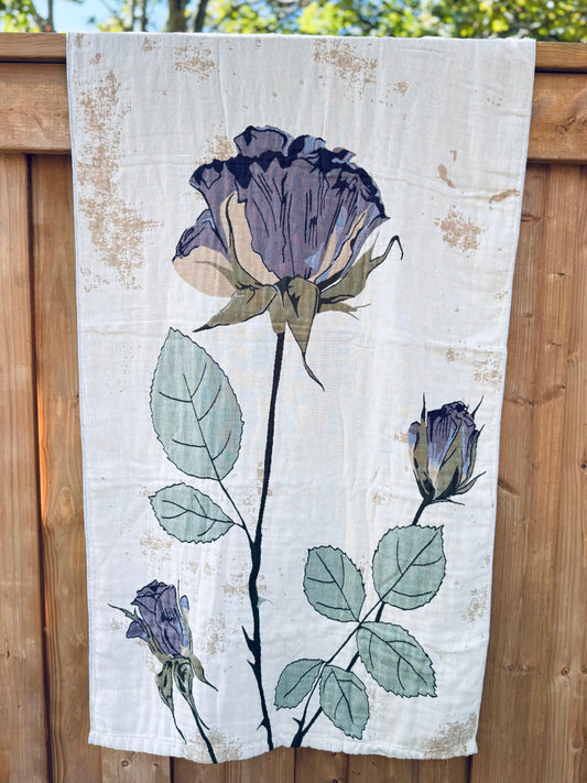 100% Cotton Woven Towel – Purple Rose Bloom Series (80×160 cm)