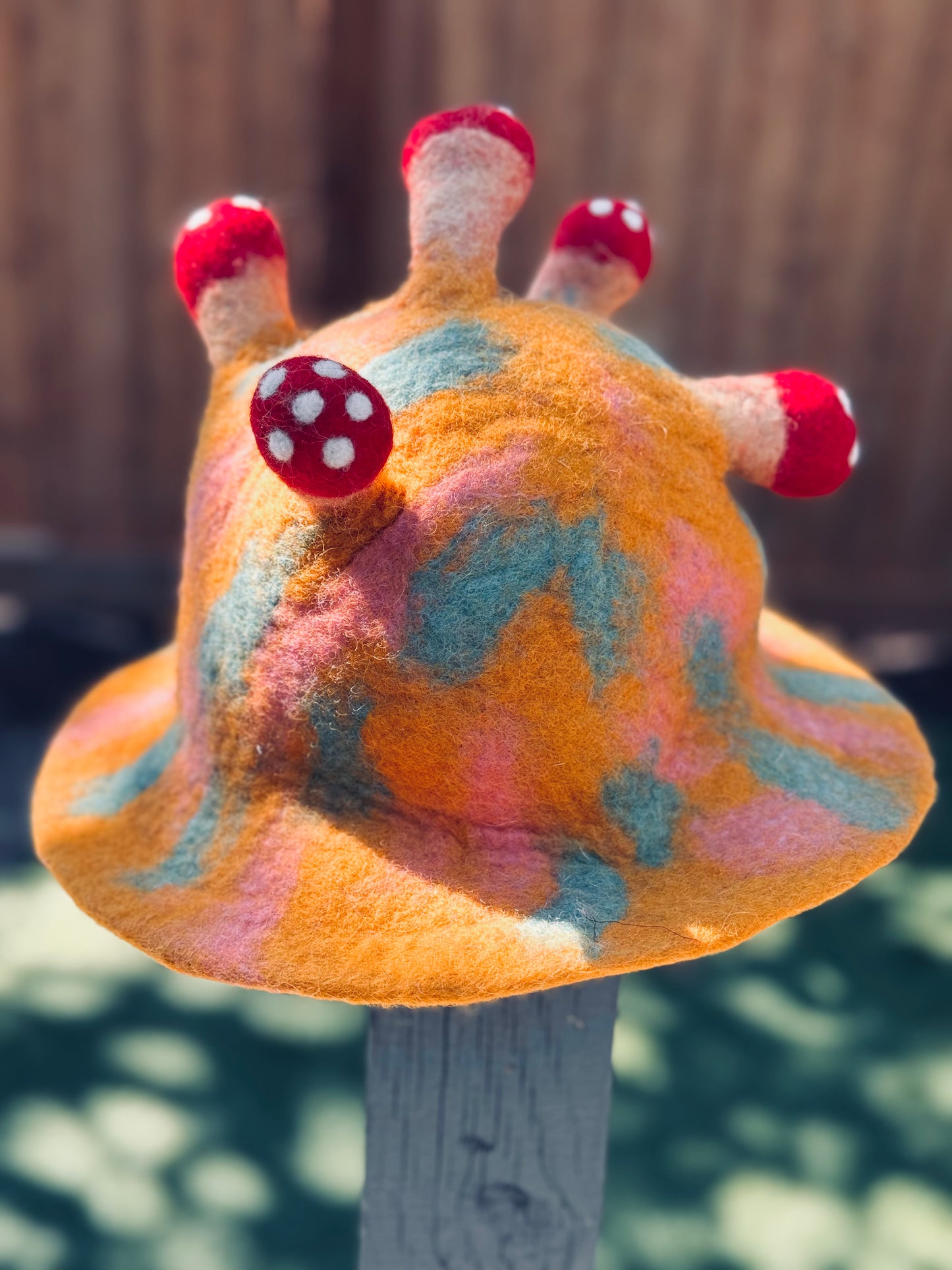 Whimsical Mushroom Felt Hat – Handmade Wool Fantasy Style
