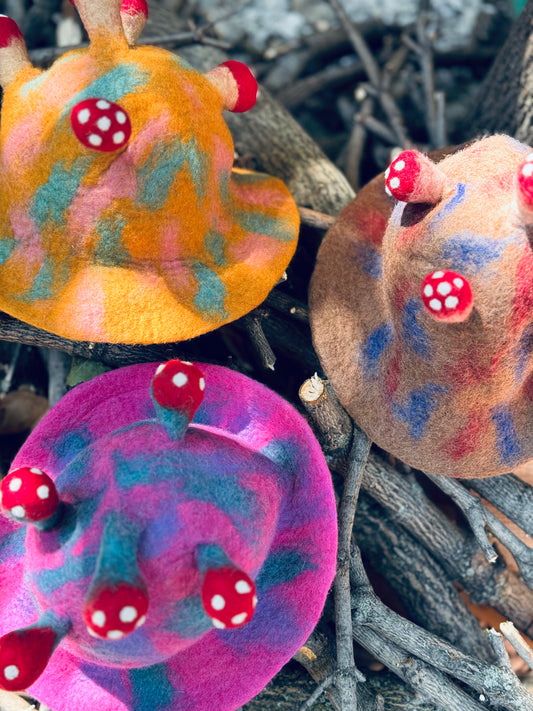 Whimsical Mushroom Felt Hat – Handmade Wool Fantasy Style