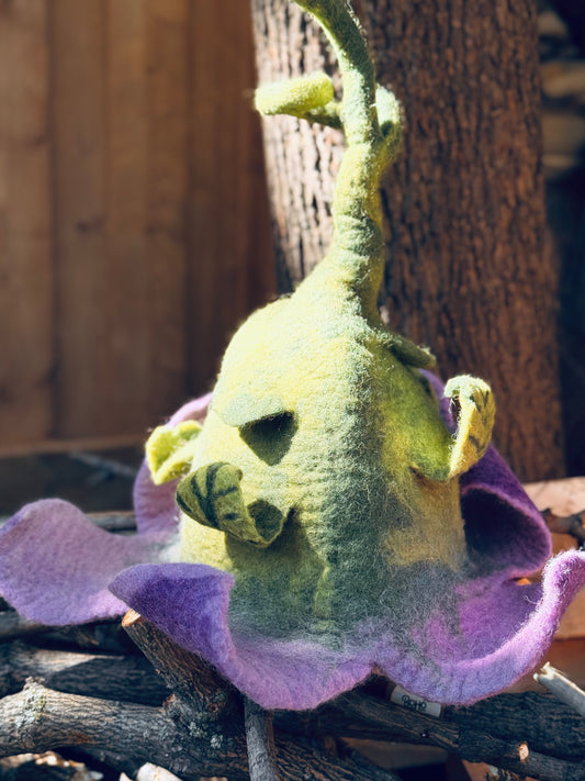 Enchanted Flower Felt Hat – Handmade in Nepal from 100% Wool