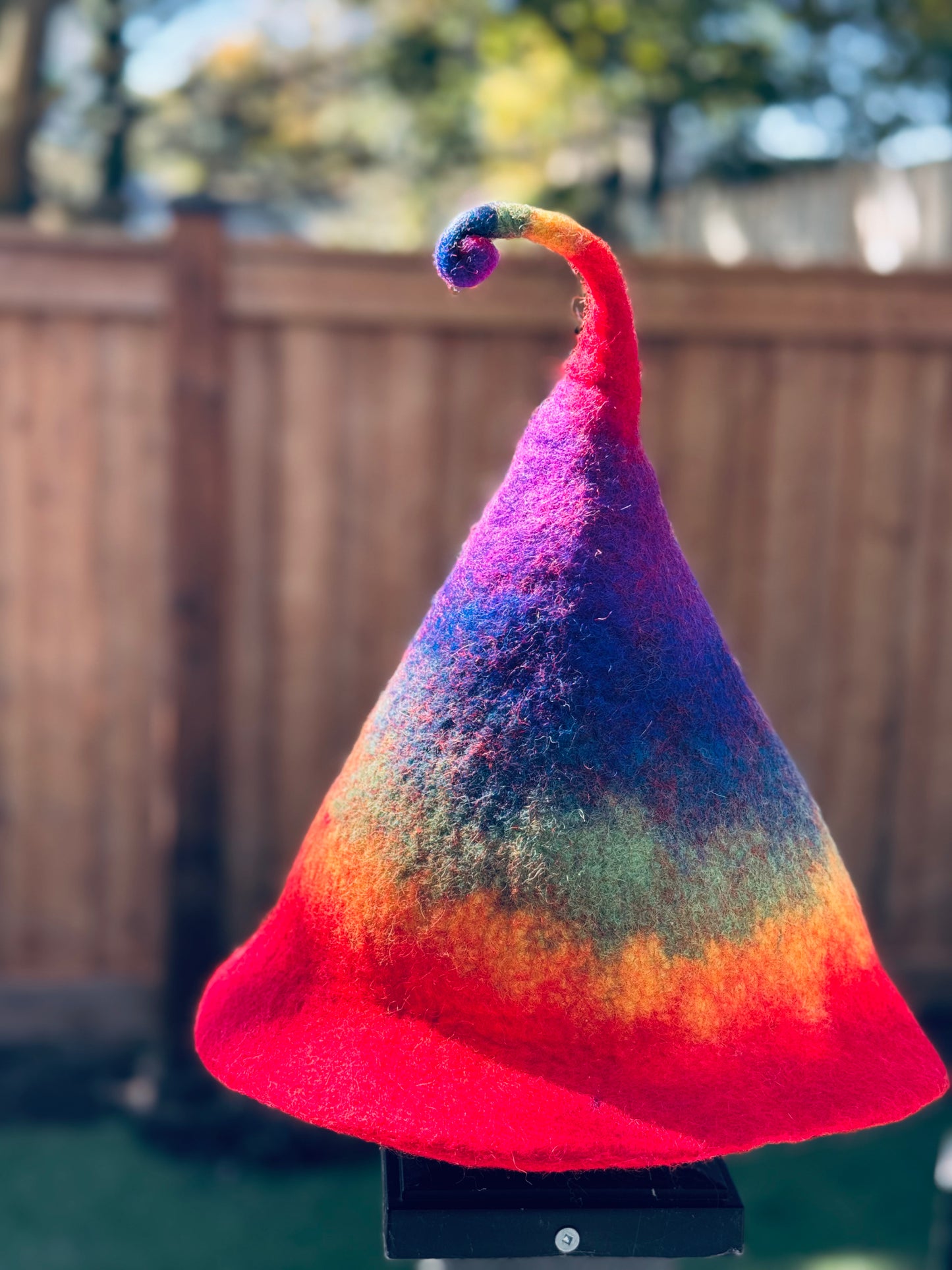 Rainbow Cone Felt Hat – Handmade in Nepal from 100% Wool