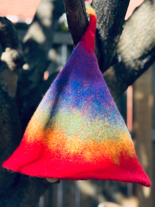 Rainbow Cone Felt Hat – Handmade in Nepal from 100% Wool