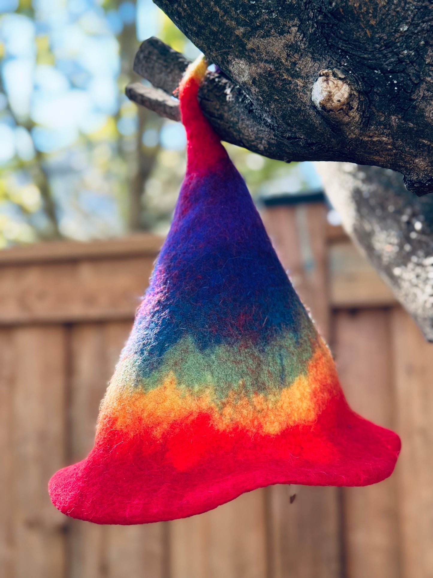Rainbow Cone Felt Hat – Handmade in Nepal from 100% Wool