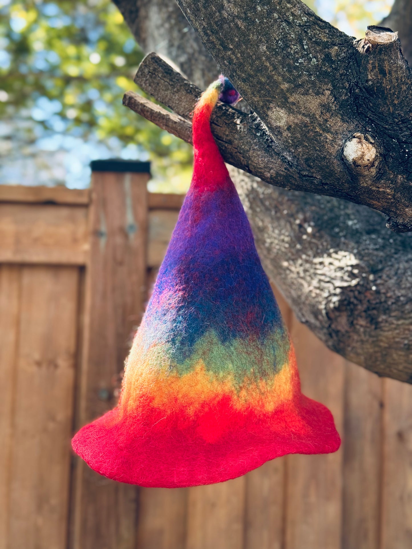 Rainbow Cone Felt Hat – Handmade in Nepal from 100% Wool