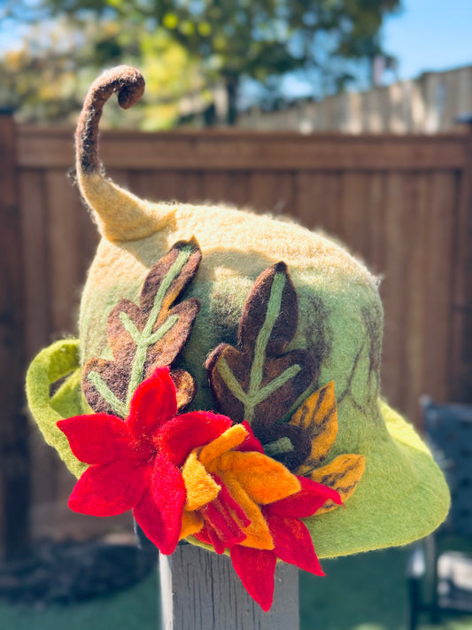 Autumn Leaves Felt Hat – Handmade in Nepal from 100% Wool