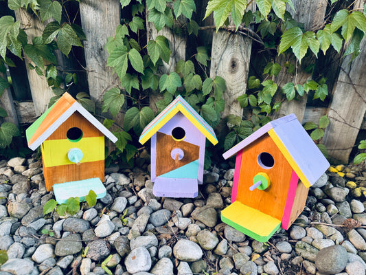 Colorful Cedar Birdhouse – Handcrafted Garden Decor | Bronte Bird Cottage Series 🇨🇦