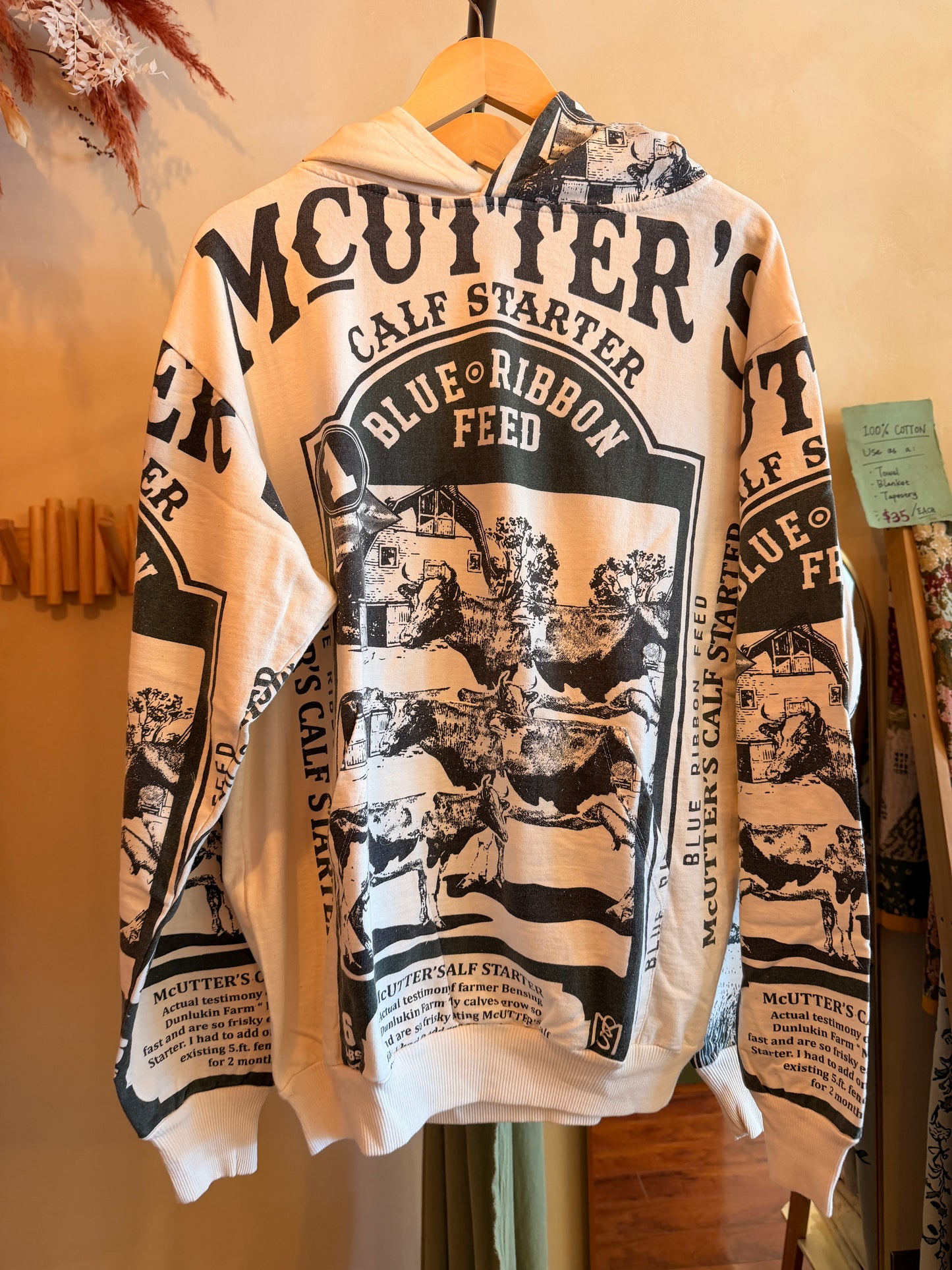 Vintage Sack Print Hoodie – Oversized Graphic Cotton Hoodie (Thailand Handmade)
