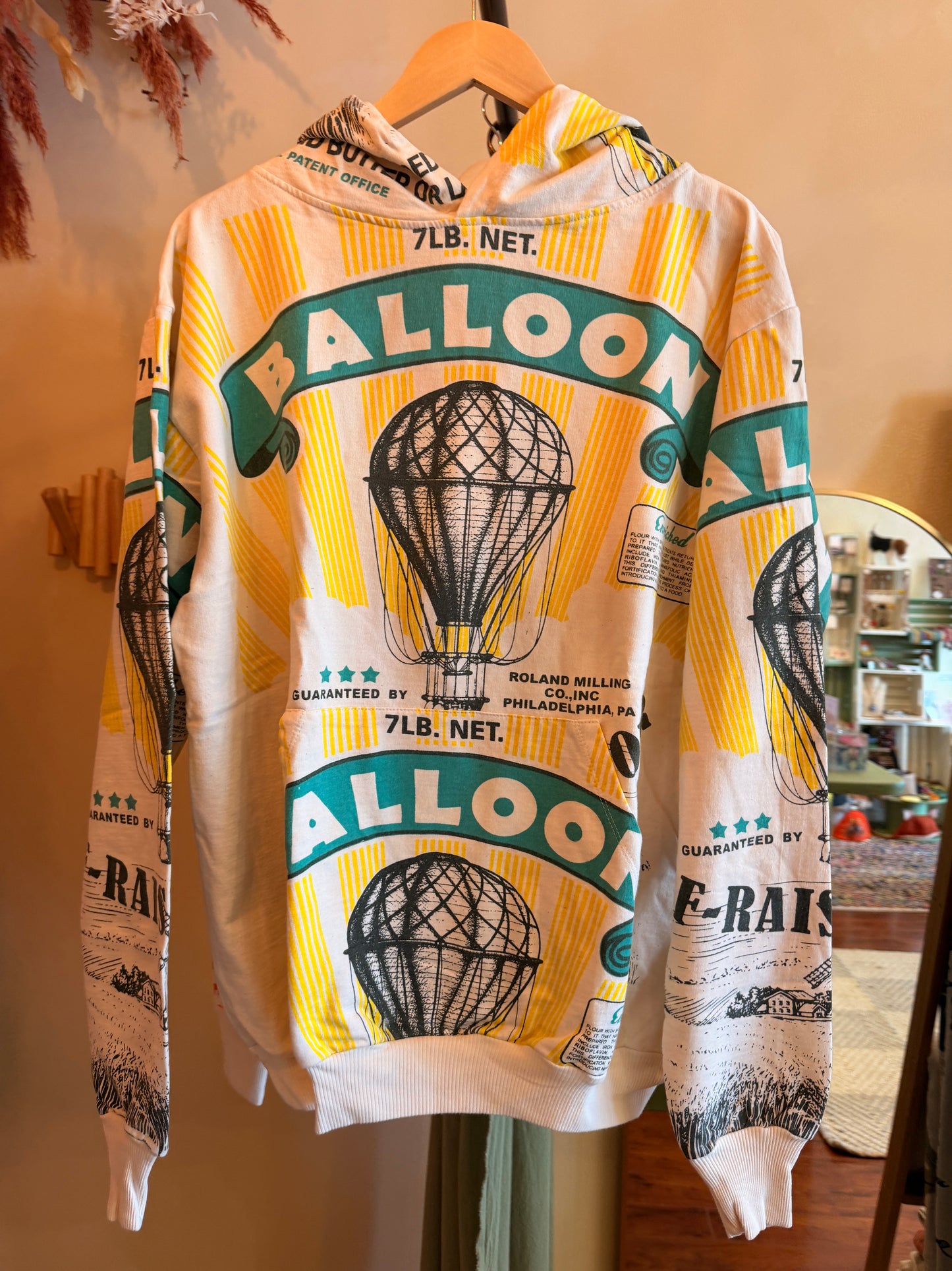 Vintage Sack Print Hoodie – Oversized Graphic Cotton Hoodie (Thailand Handmade)