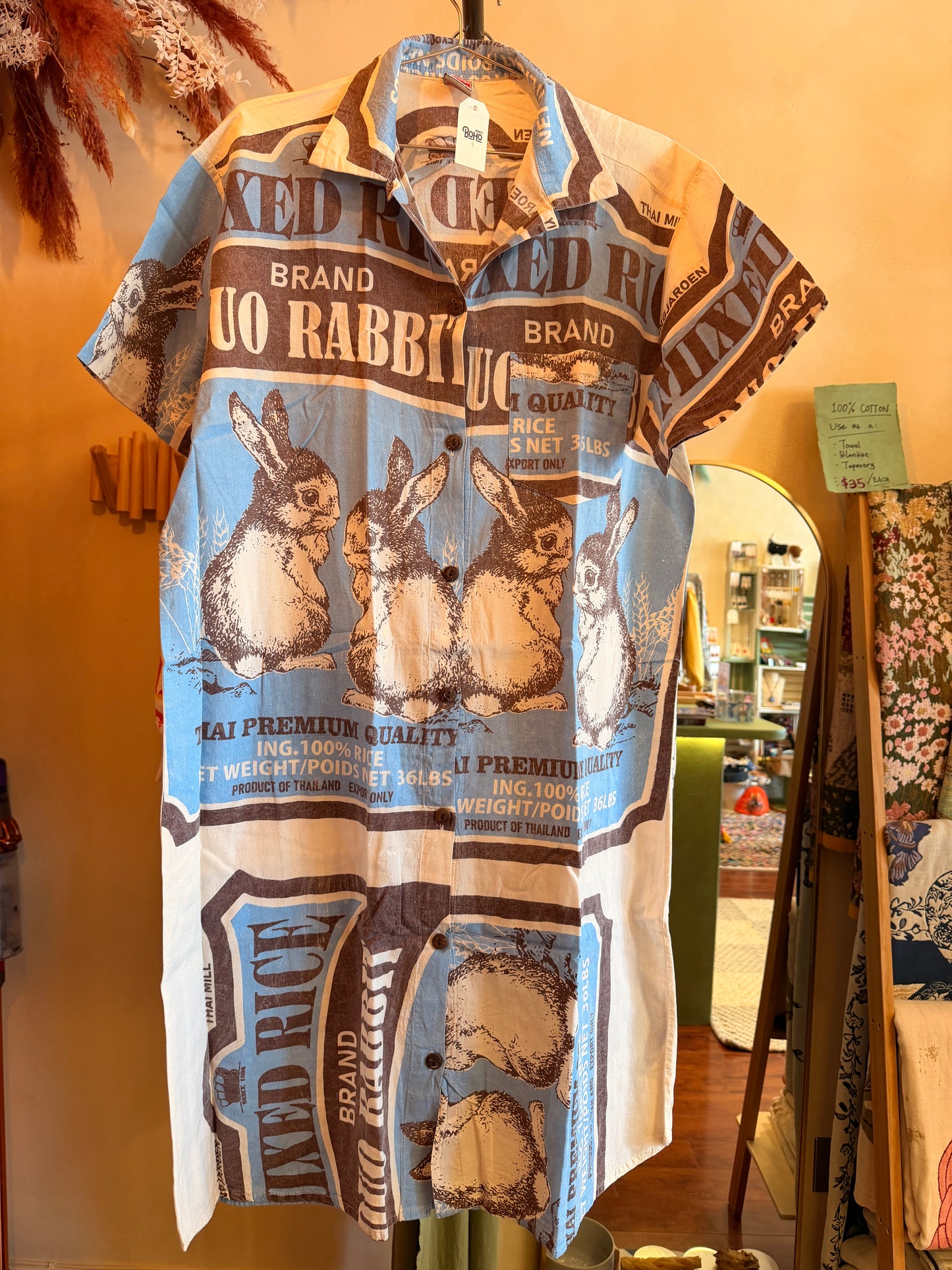 Vintage Print Washed Cotton Shirt‑Dress – Wear Solo or as a Layer
