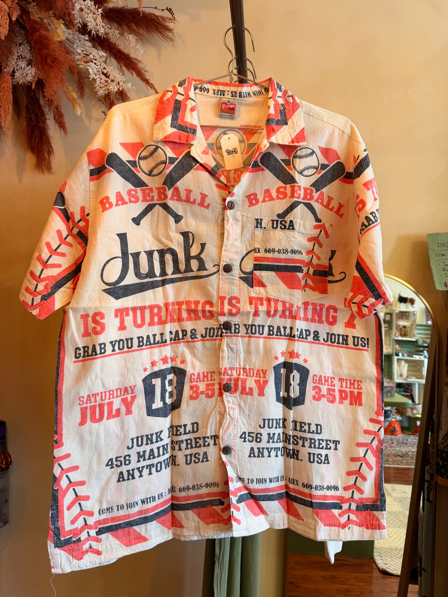 Thai Vintage Sack Bag Shirts –Retro Art Print Cotton Shirts (XL/XXL | Exclusive for BoHo Bronte