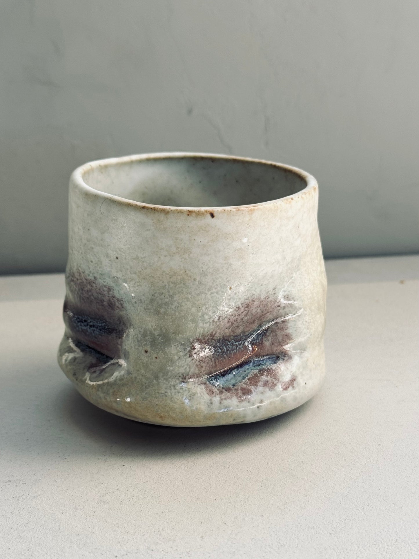 Rustic Wavy Stoneware Cup – Coarse Pottery (230ml)