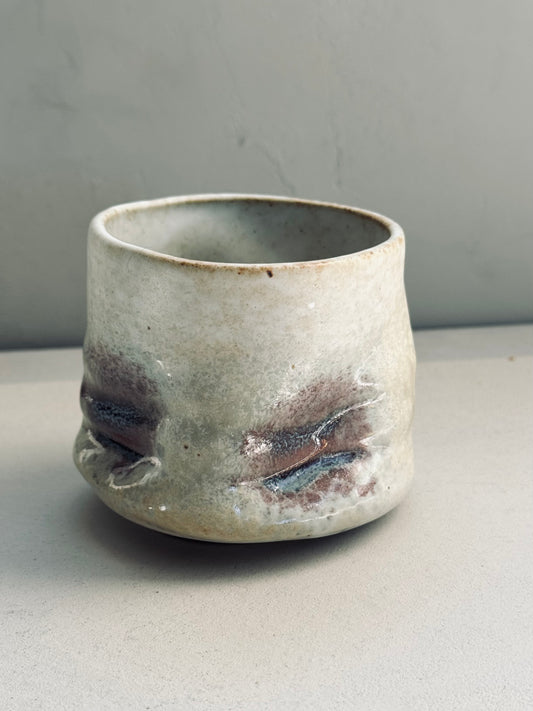 Rustic Wavy Stoneware Cup – Coarse Pottery (230ml)
