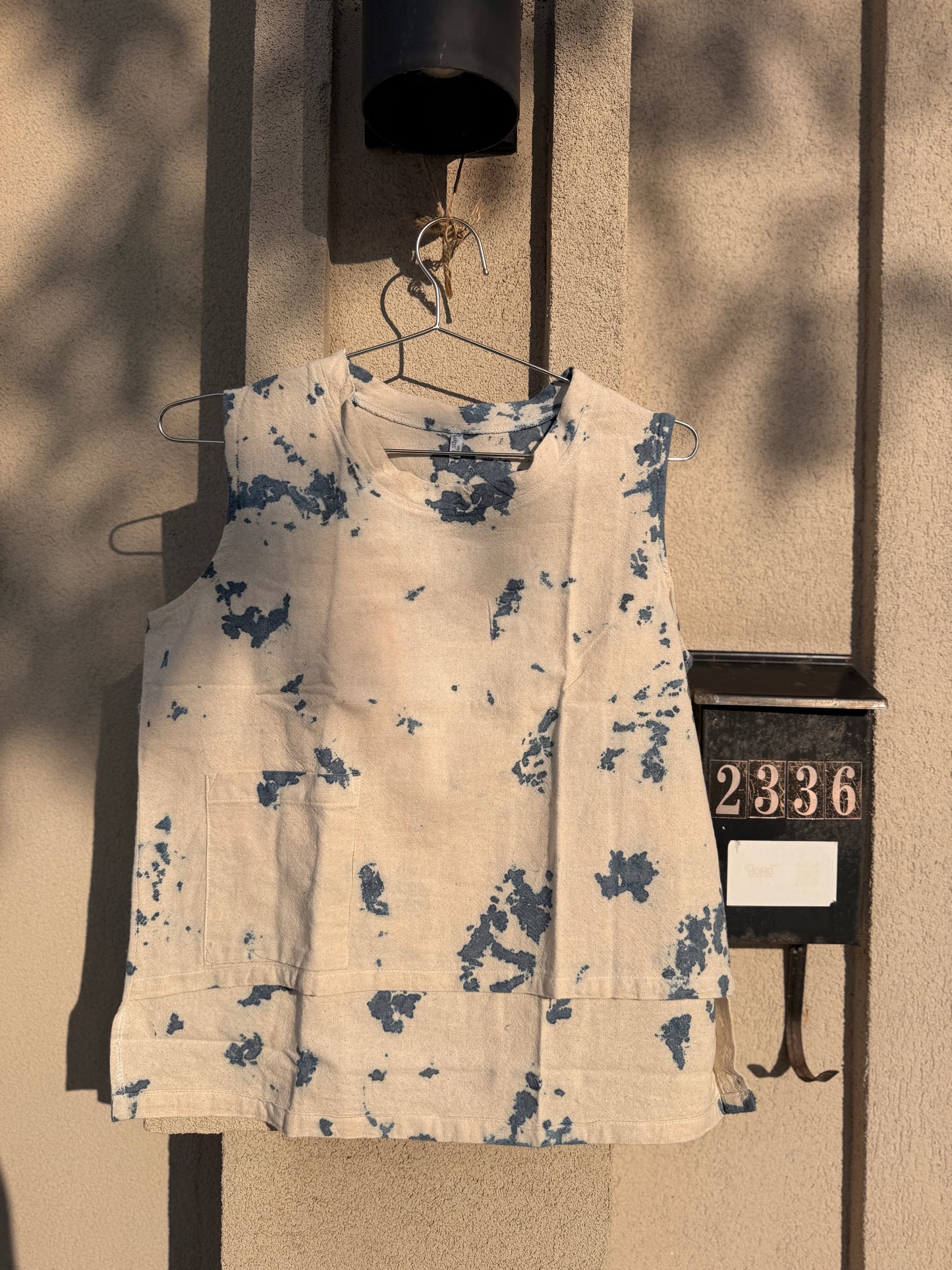 Hand-Dyed Indigo Cotton Sleeveless Top | Natural Plant Dye | One of a Kind