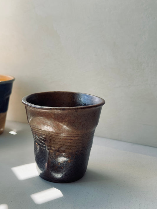 Rustic Gradient Stoneware Tumbler – Burnt Brown & Charcoal (220ml)