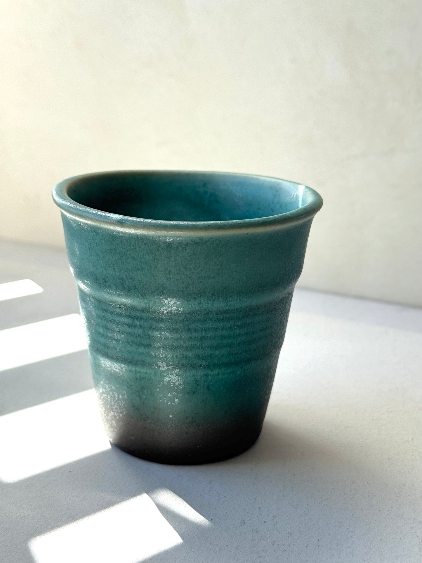 Rustic Gradient Stoneware Tumbler – Teal Green & Black (220ml)