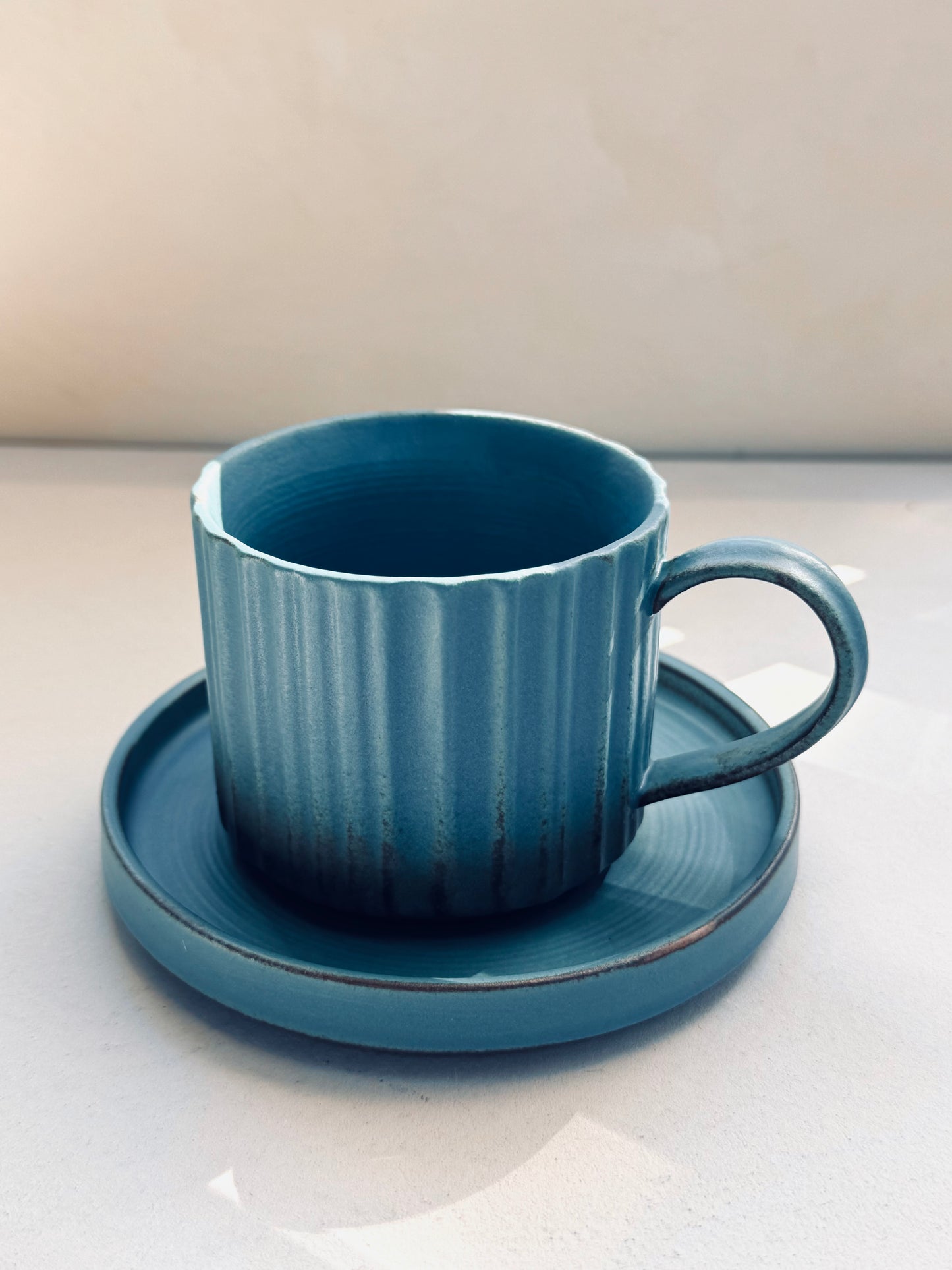 Blue Ceramic Cup & Saucer Set – 230ml