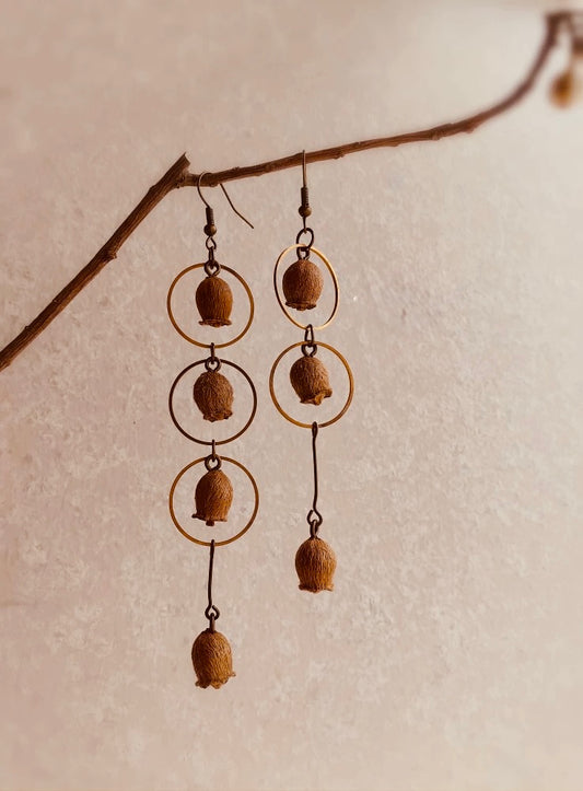 “Bell Bloom” Earrings – Natural Bell Pod & Antique Bronze Hook