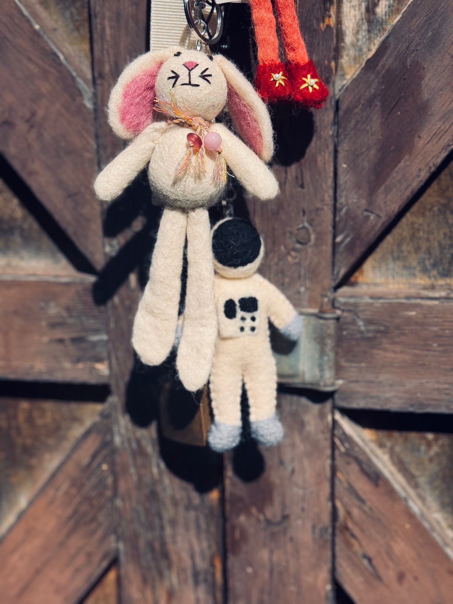 🐰🚀 Felt Keychain Duo – Bunny & Astronaut Edition