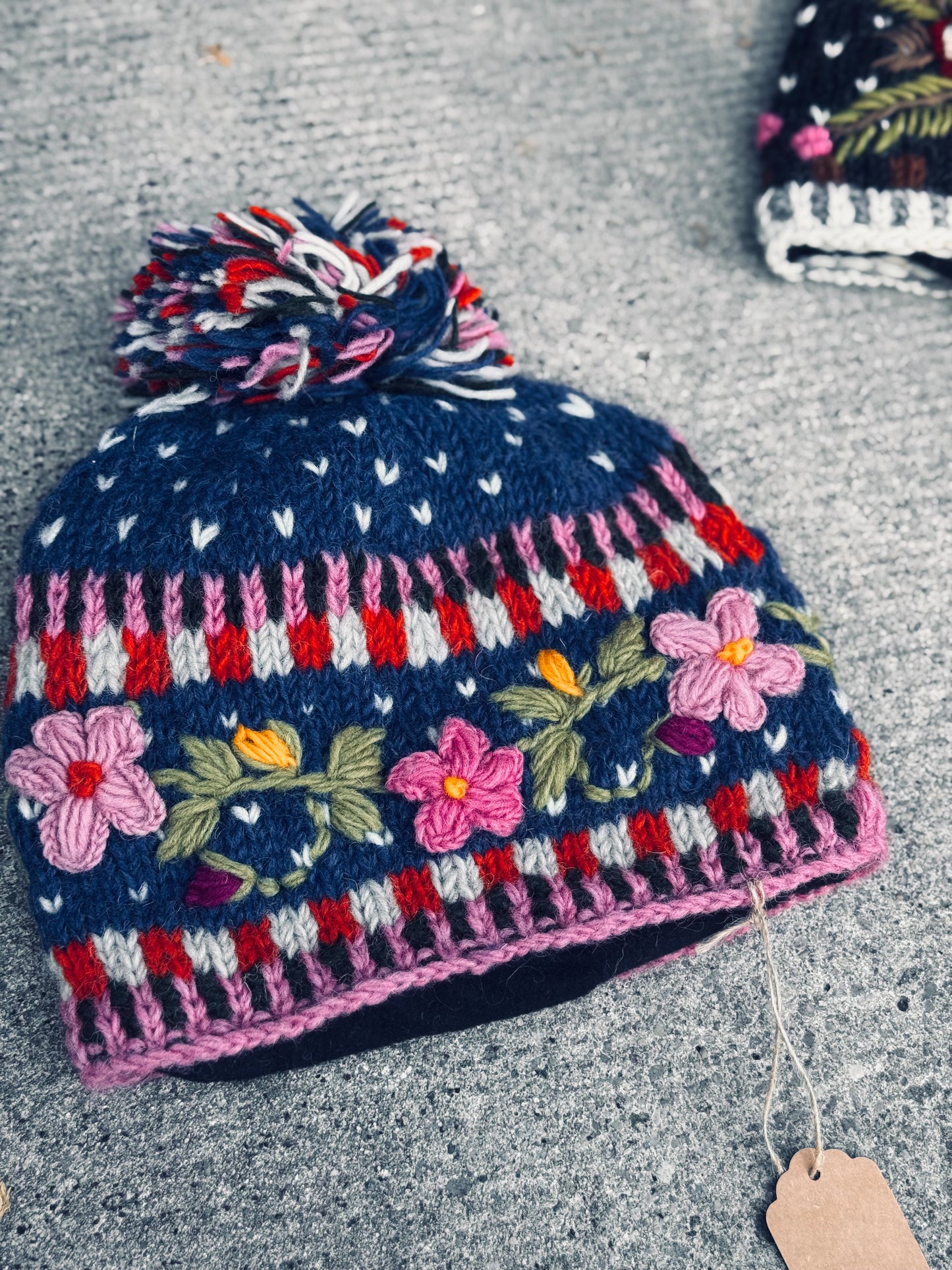 ❄️ Handmade Floral Wool Knit Hat