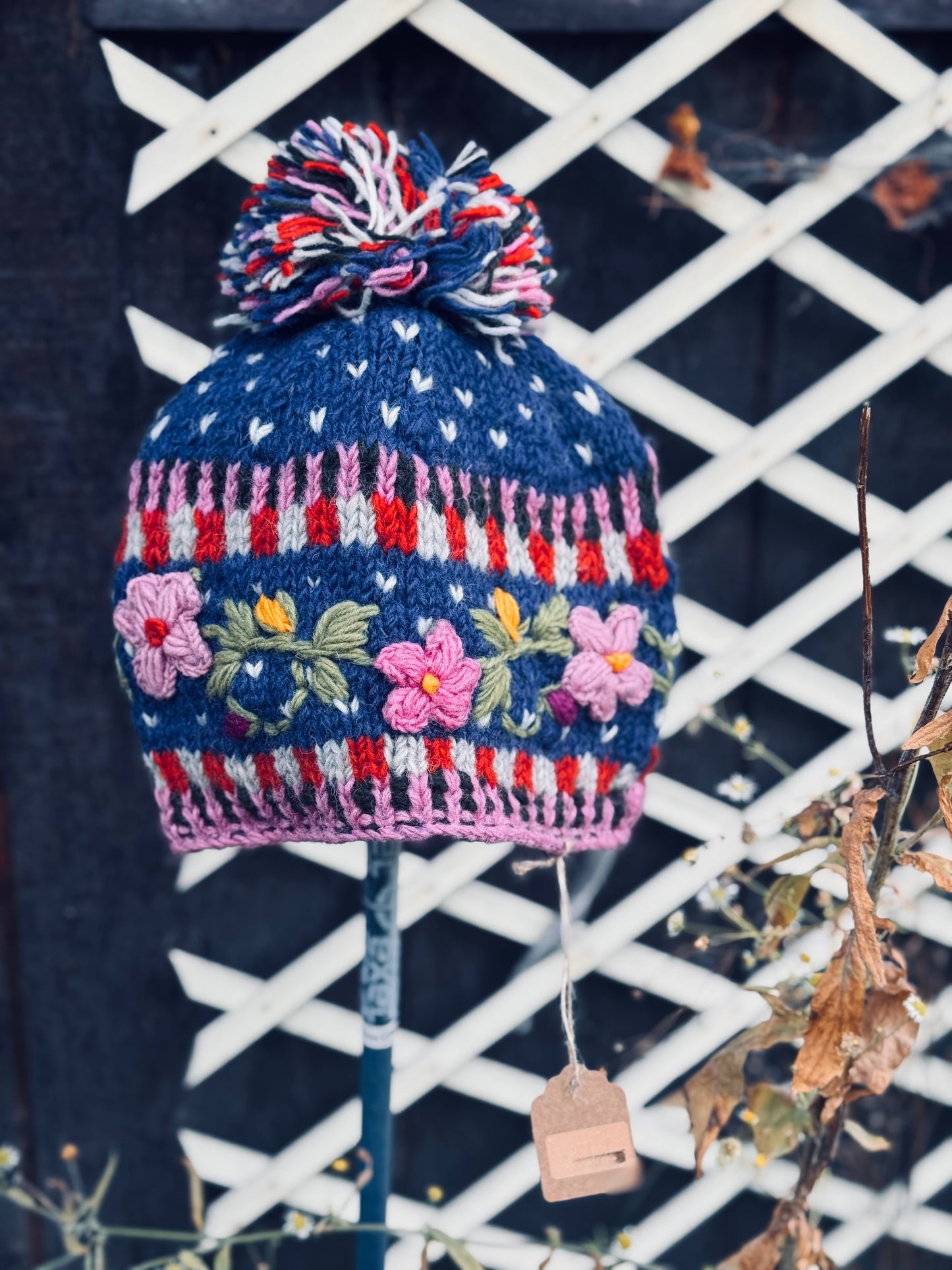 ❄️ Handmade Floral Wool Knit Hat