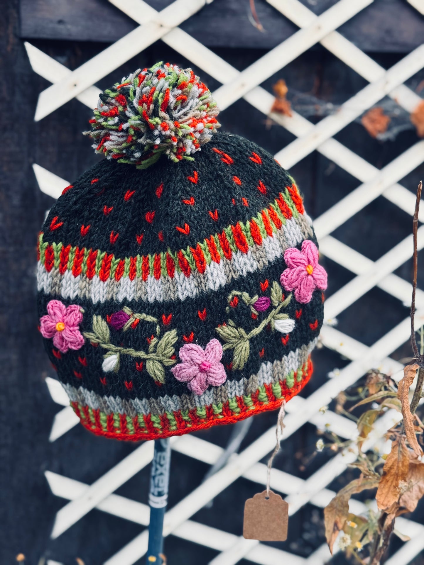 ❄️ Handmade Floral Wool Knit Hat