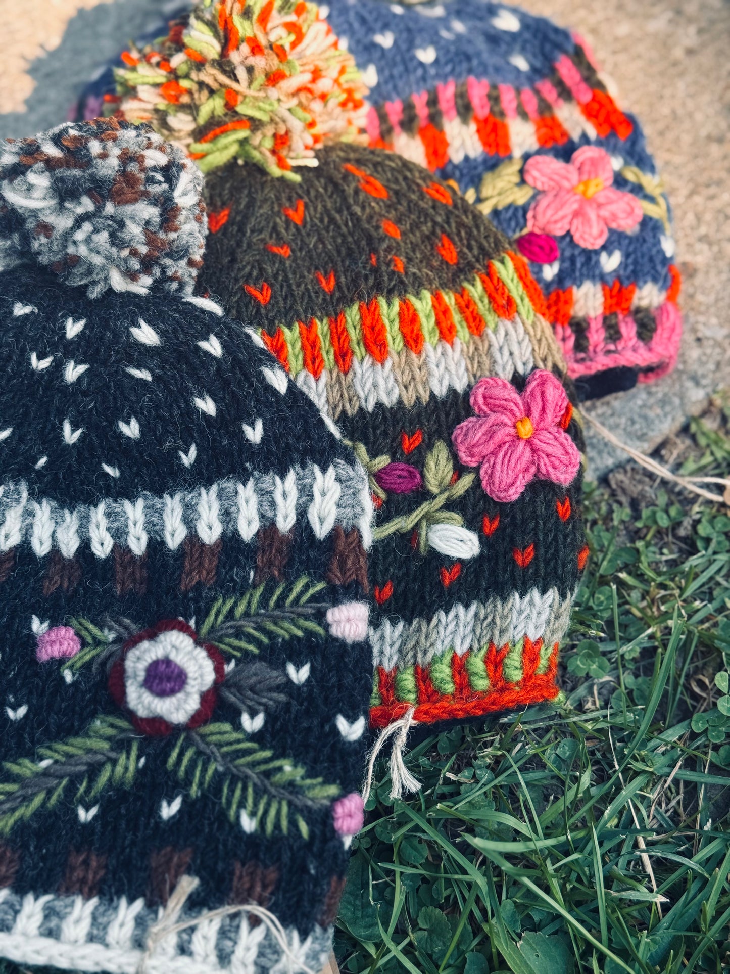 ❄️ Handmade Floral Wool Knit Hat