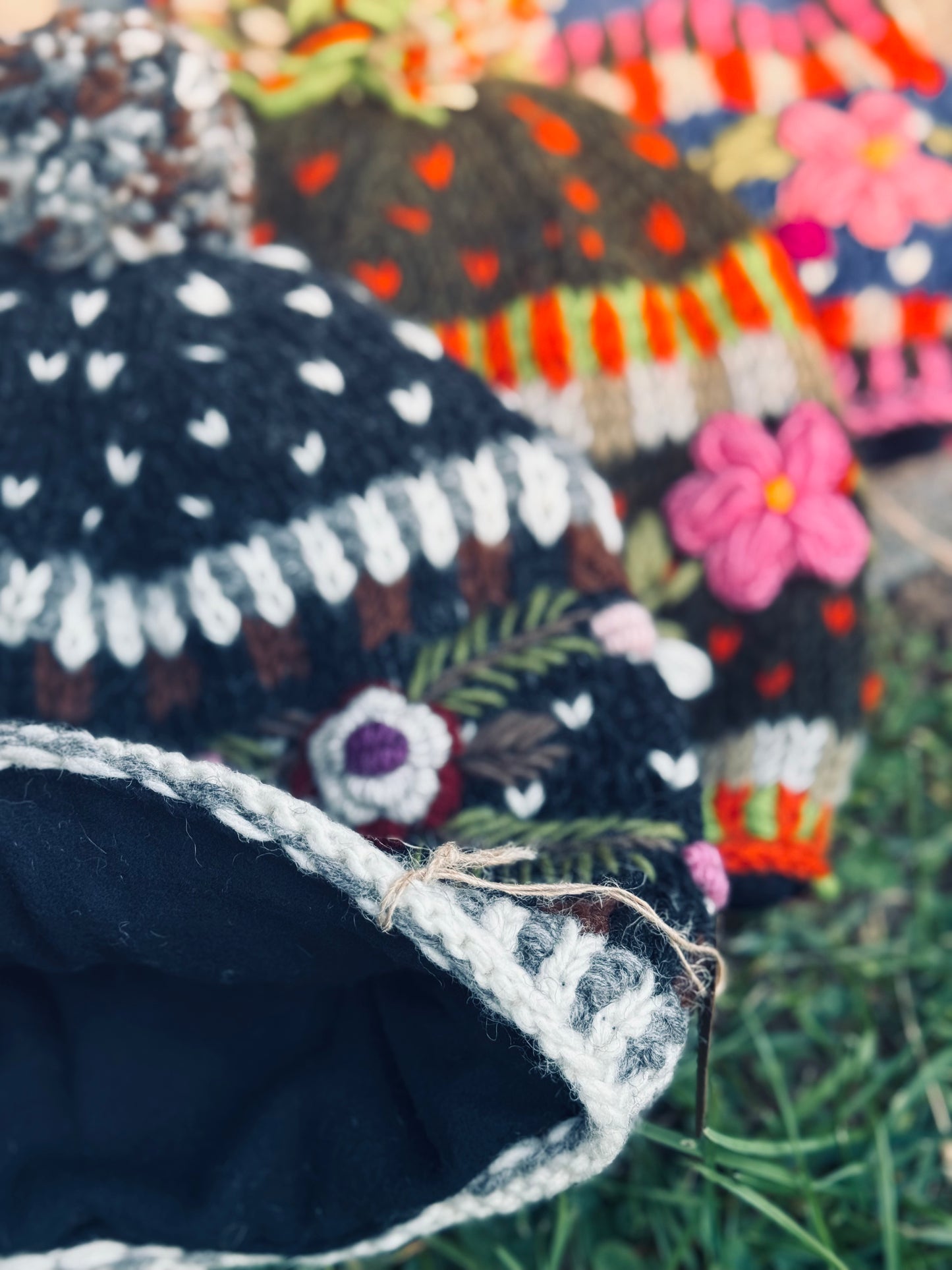 ❄️ Handmade Floral Wool Knit Hat