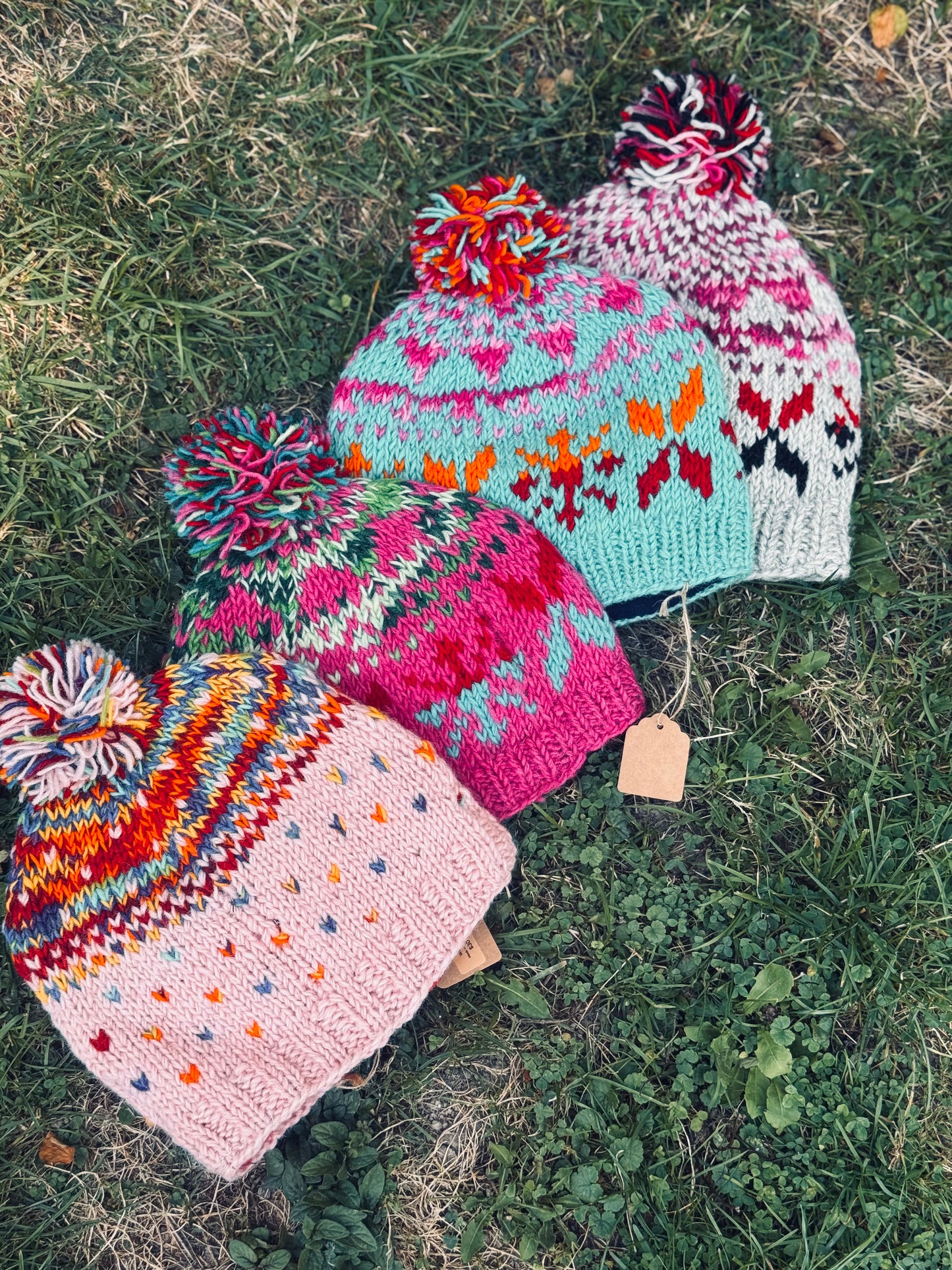 🌸 “Himalayan Bloom” Wool Knit Hat – Handmade in Nepal 🇳🇵