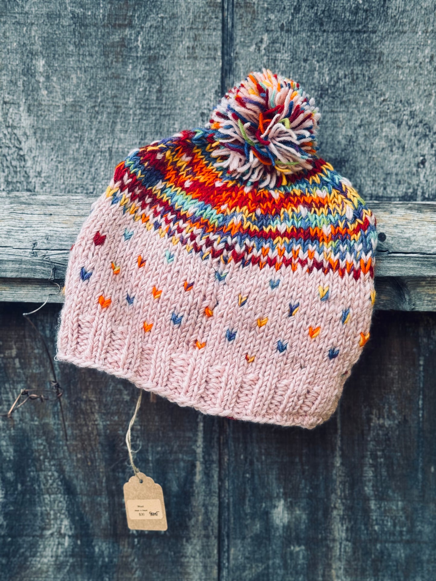 🌸 “Himalayan Bloom” Wool Knit Hat – Handmade in Nepal 🇳🇵