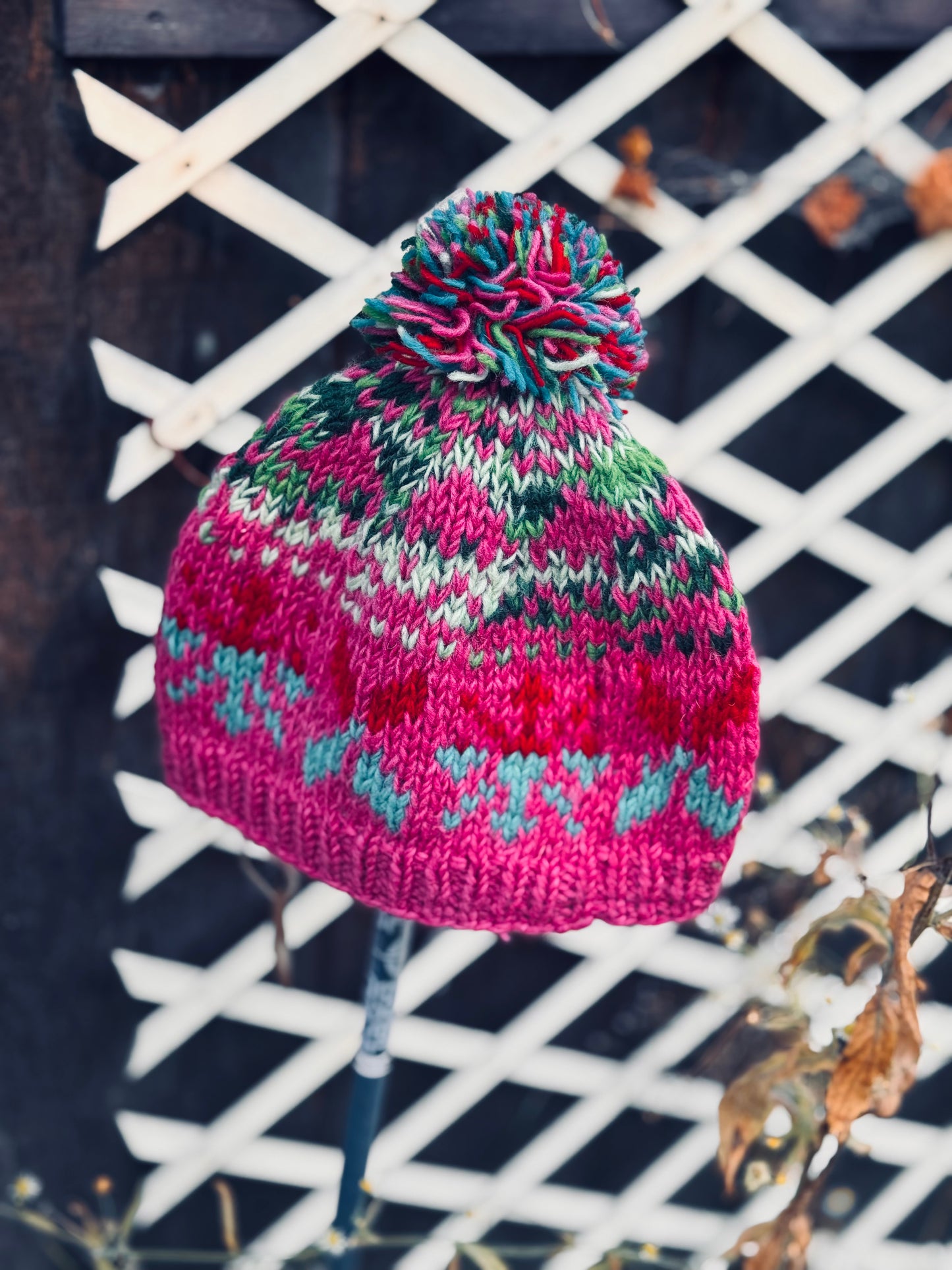 🌸 “Himalayan Bloom” Wool Knit Hat – Handmade in Nepal 🇳🇵