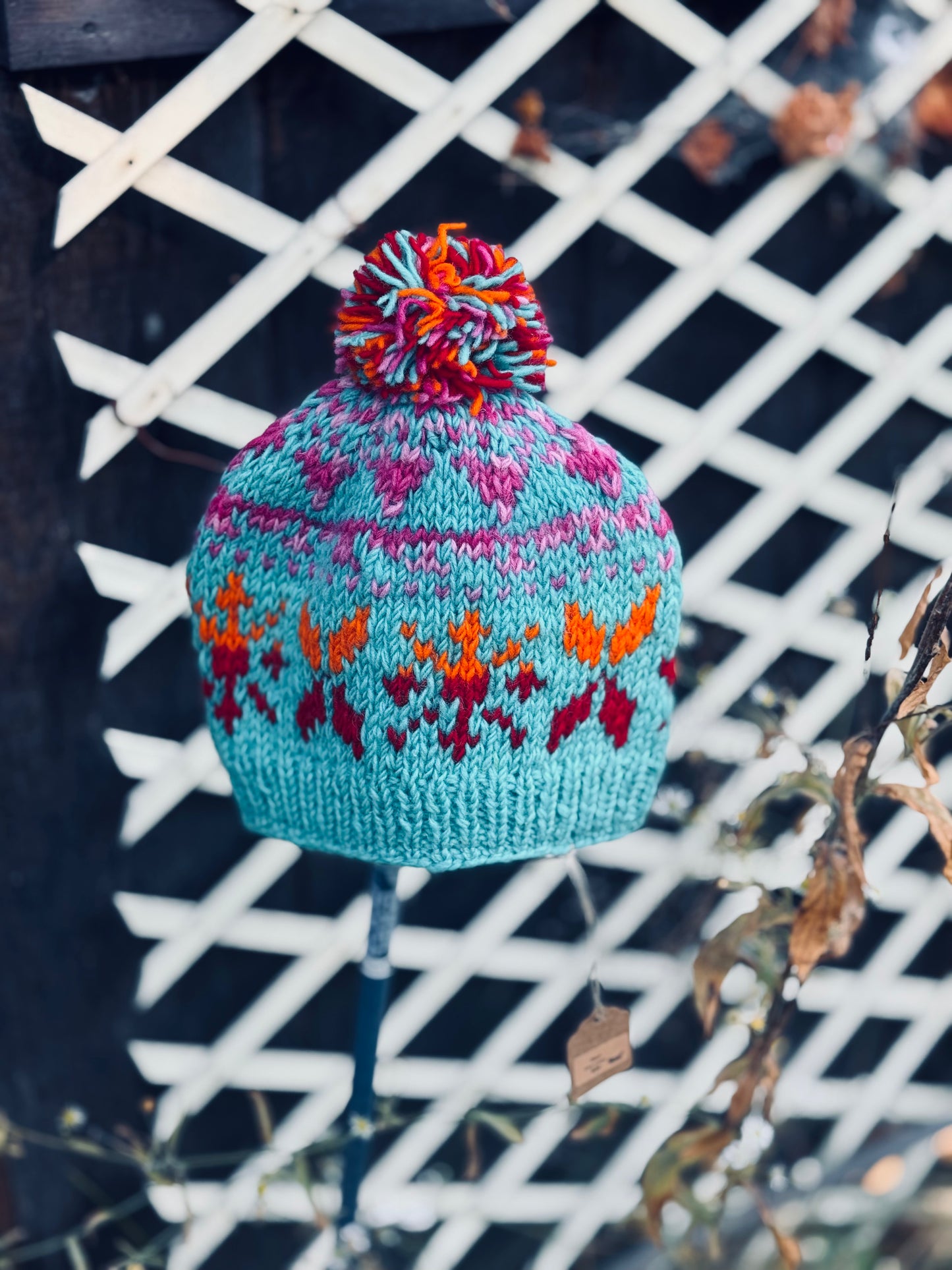 🌸 “Himalayan Bloom” Wool Knit Hat – Handmade in Nepal 🇳🇵