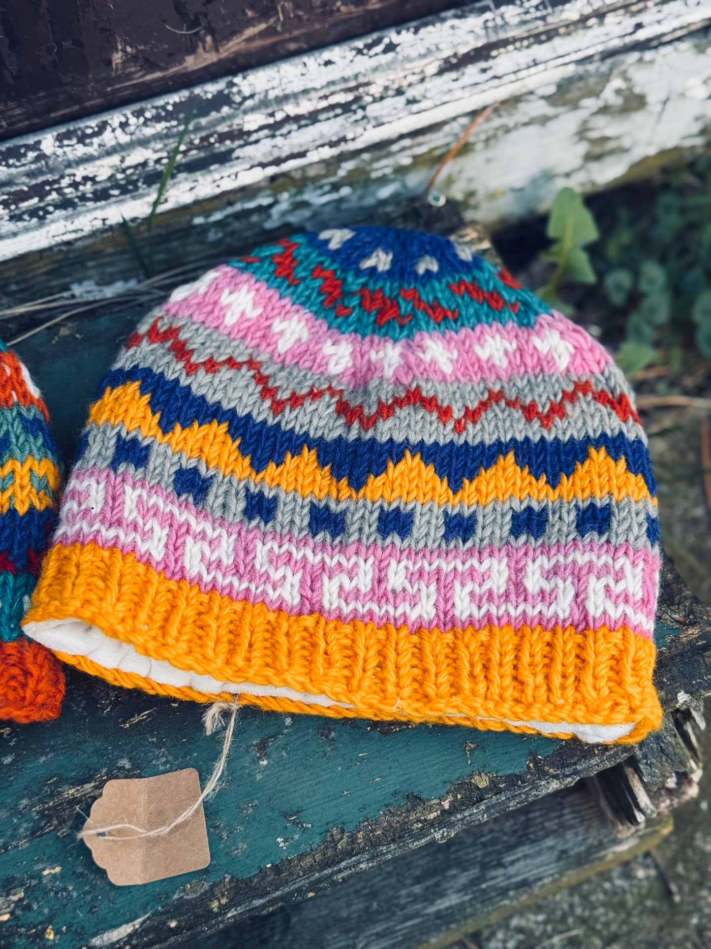 🏔️ “Mountain Mosaic” Wool Knit Hat – Handmade in Nepal 🇳🇵