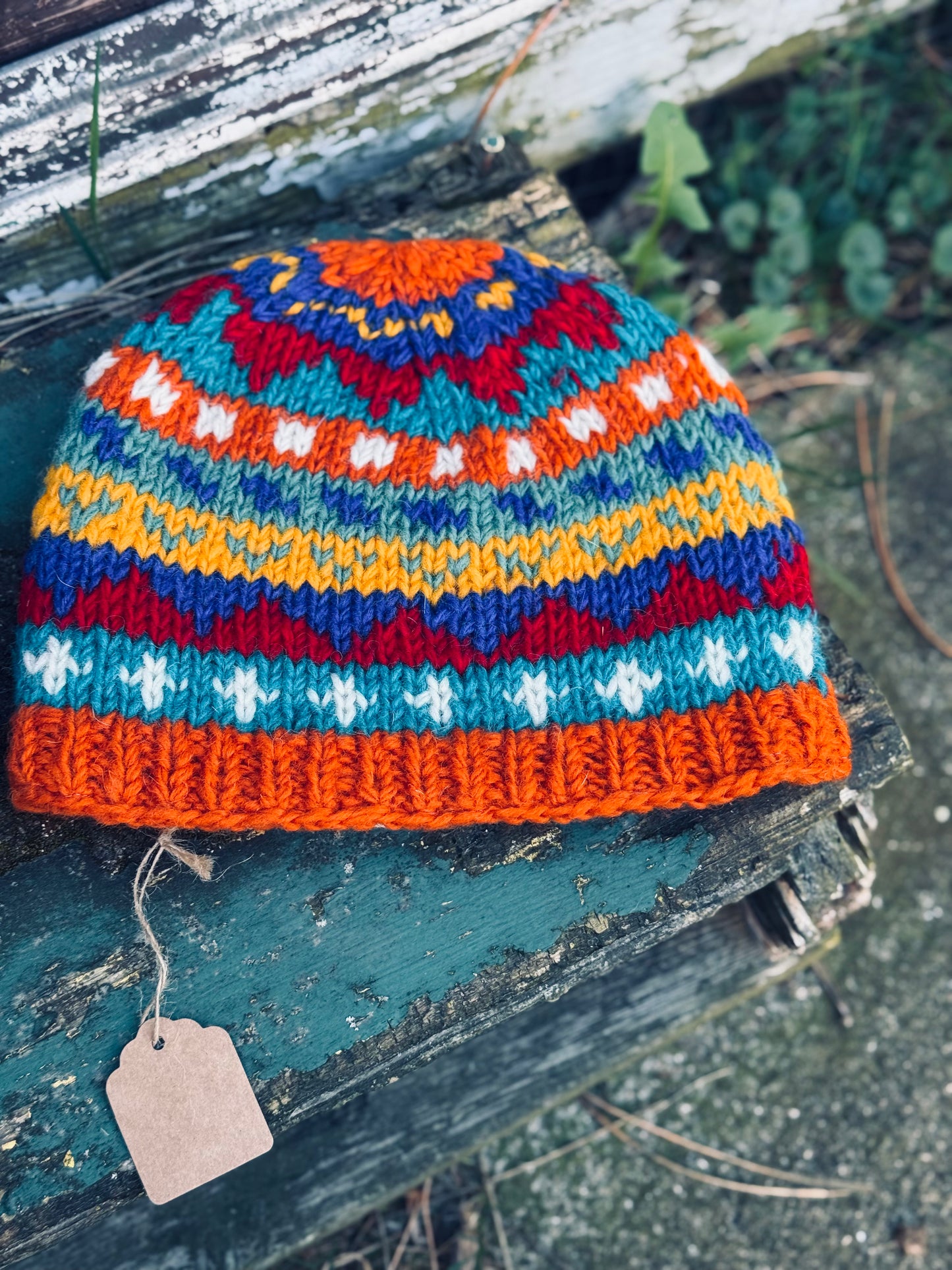 🏔️ “Mountain Mosaic” Wool Knit Hat – Handmade in Nepal 🇳🇵