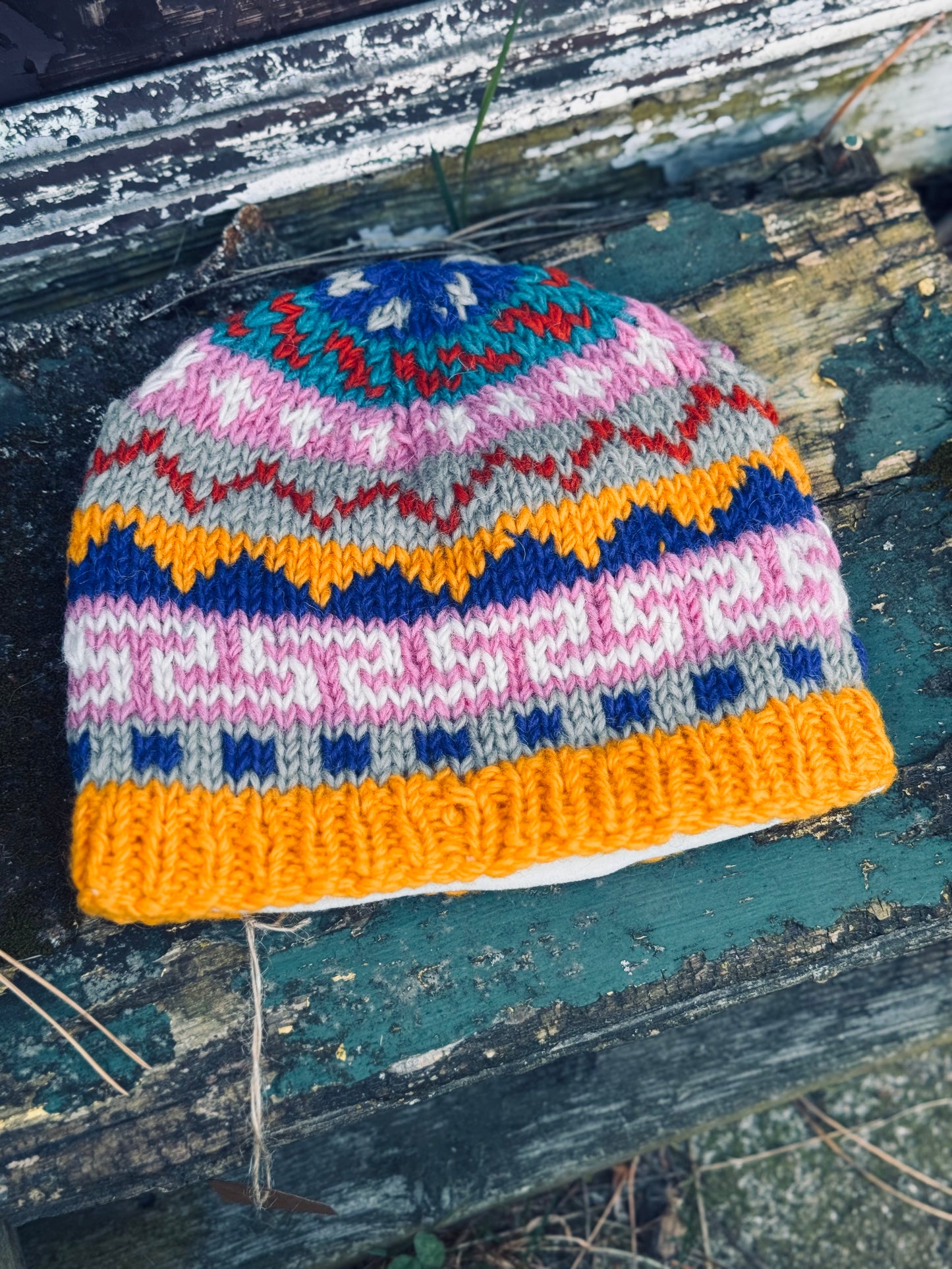 🏔️ “Mountain Mosaic” Wool Knit Hat – Handmade in Nepal 🇳🇵