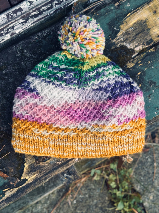 🌈 “Rainbow Trail” Wool Knit Hat – Handmade in Nepal 🇳🇵