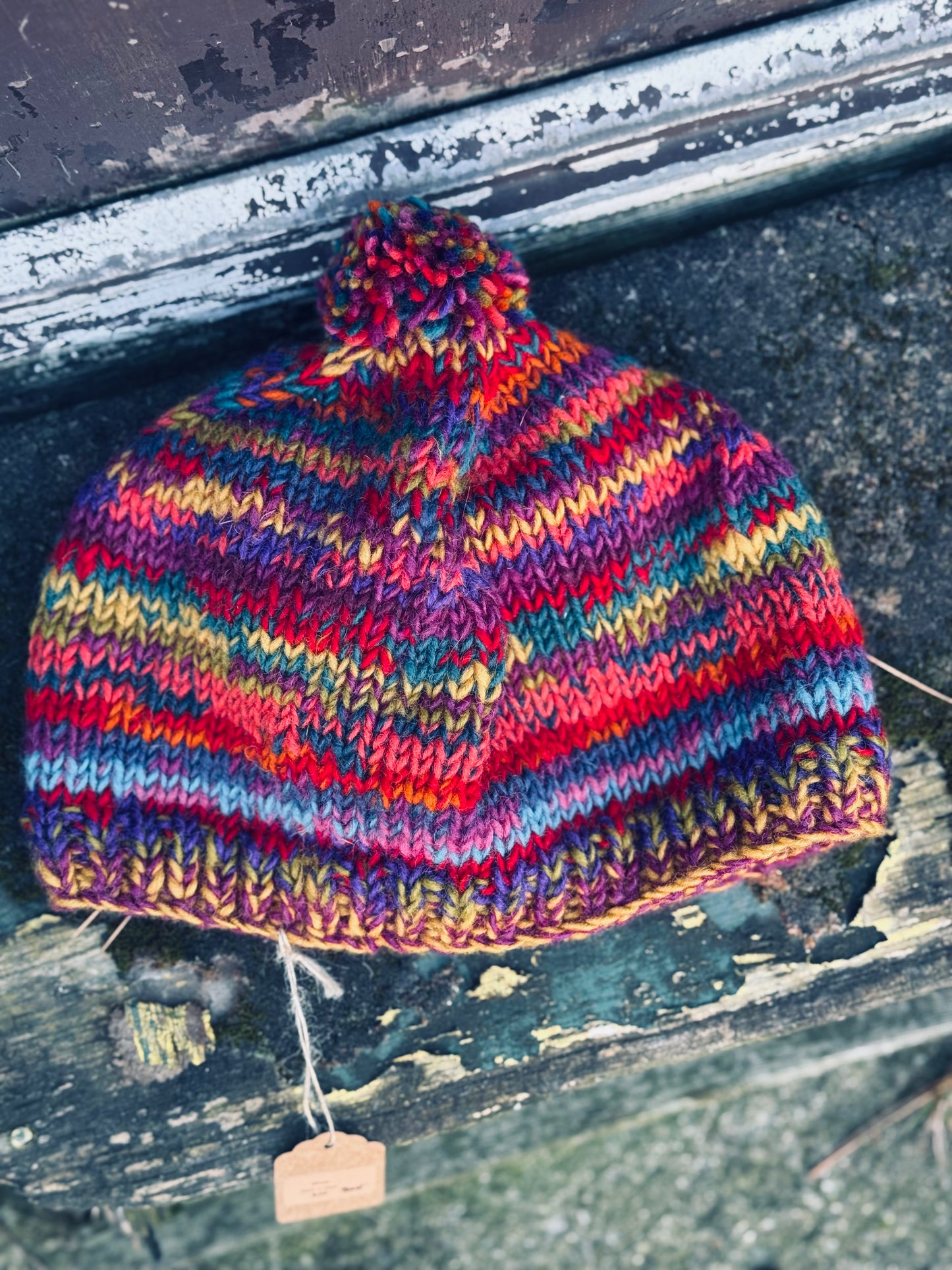 🔥 “Festival Glow” Wool Knit Hat – Handmade in Nepal 🇳🇵