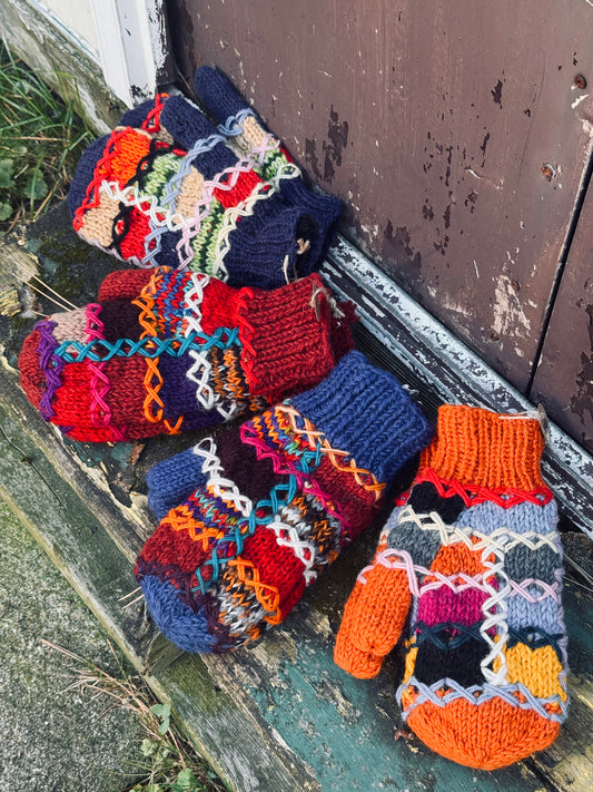 Handmade Wool Mittens – Patchwork Collection