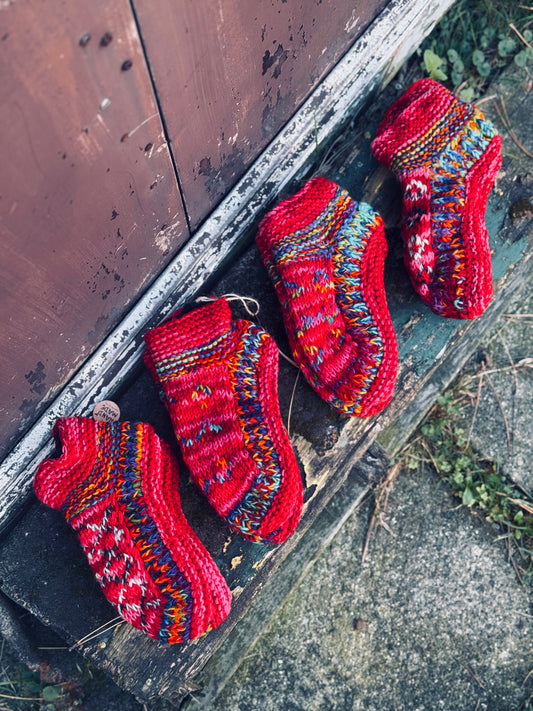 Handmade Wool Slippers – Warm Red Edition