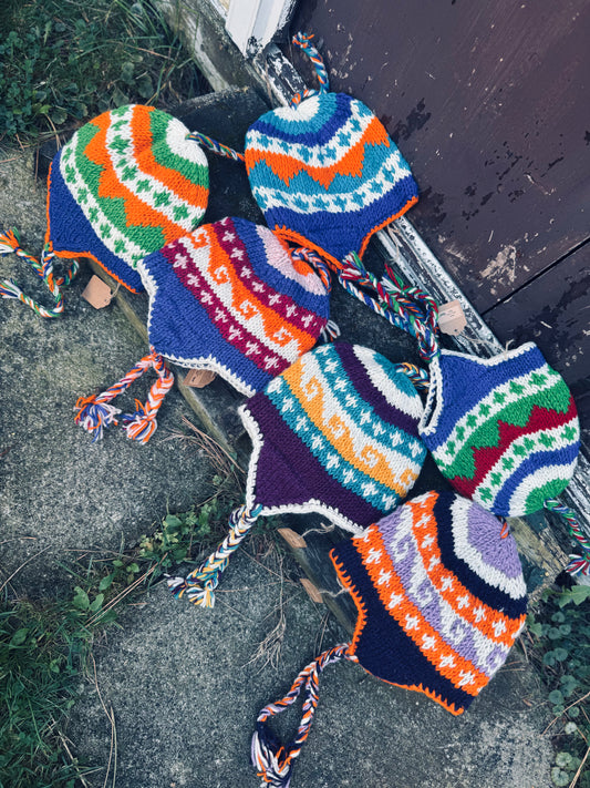 🧢 “Little Himalayan Adventurer” Wool Earflap Hat (Kid Size) – Handmade in Nepal 🇳🇵