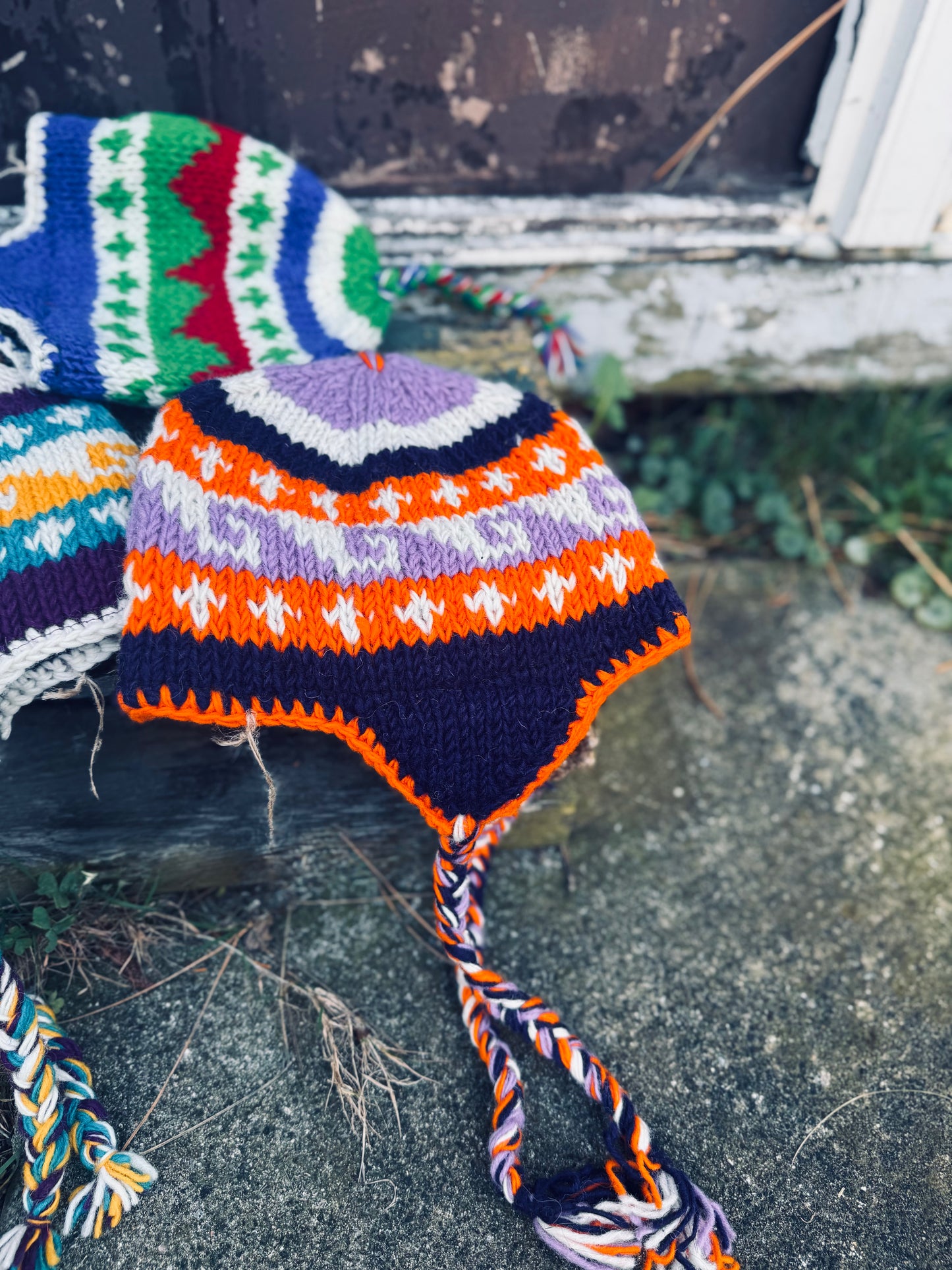 Handmade Wool Kids Hat – Rainbow Peaks Edition