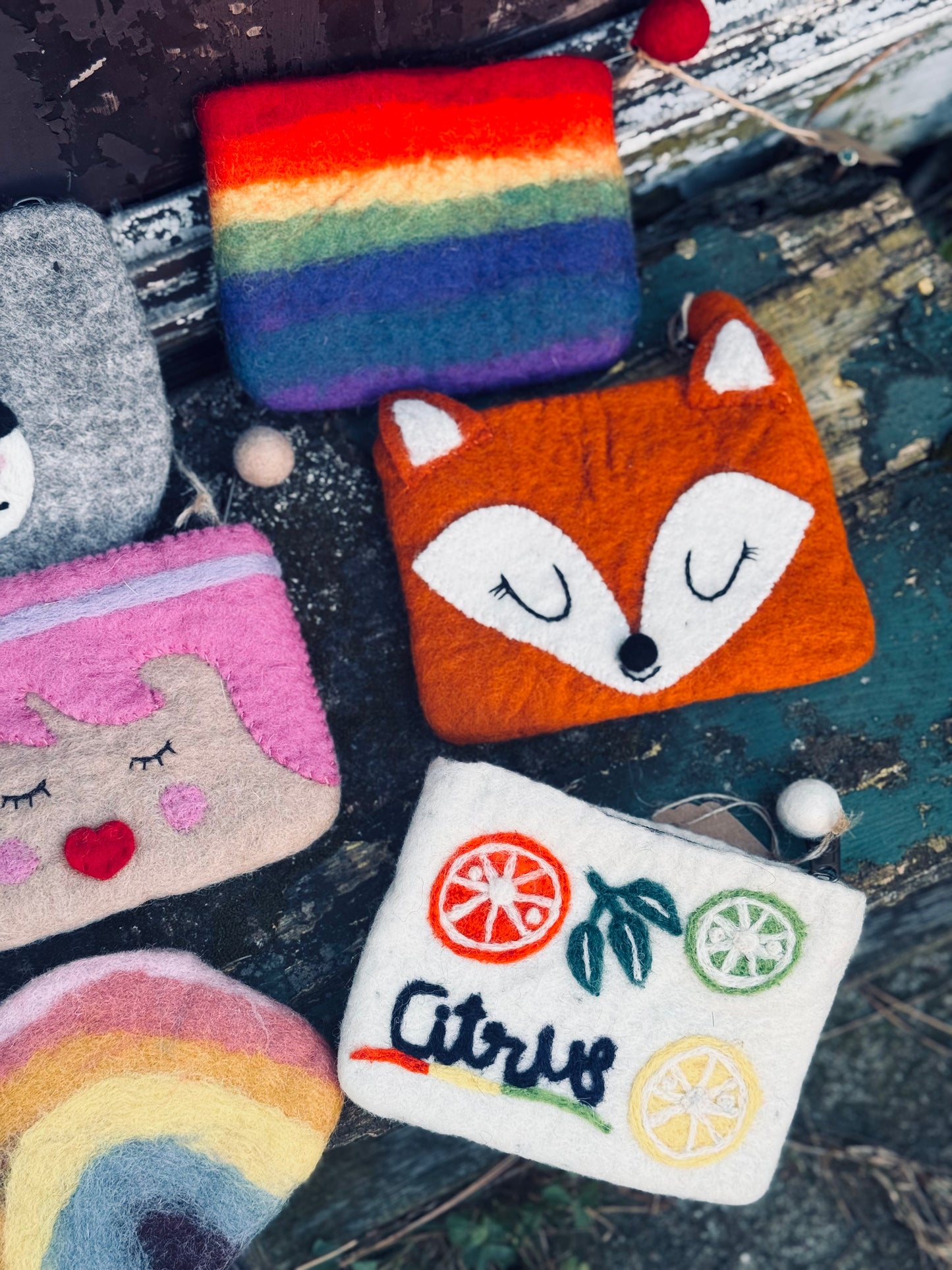 Handmade Felt Pouches – Whimsical Friends Collection