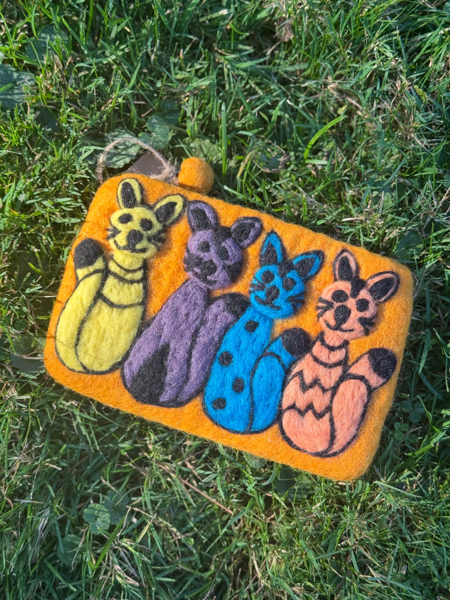 Handmade Felt Pouch – Happy Cats Parade Edition