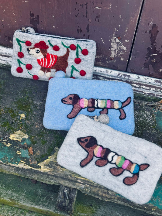 Handmade Felt Pouch – Playful Puppy Edition