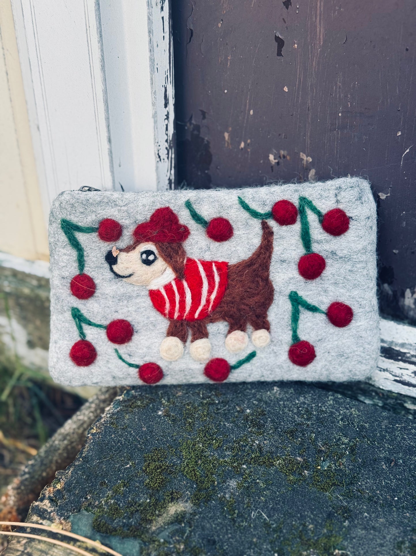 Handmade Felt Pouch – Playful Puppy Edition