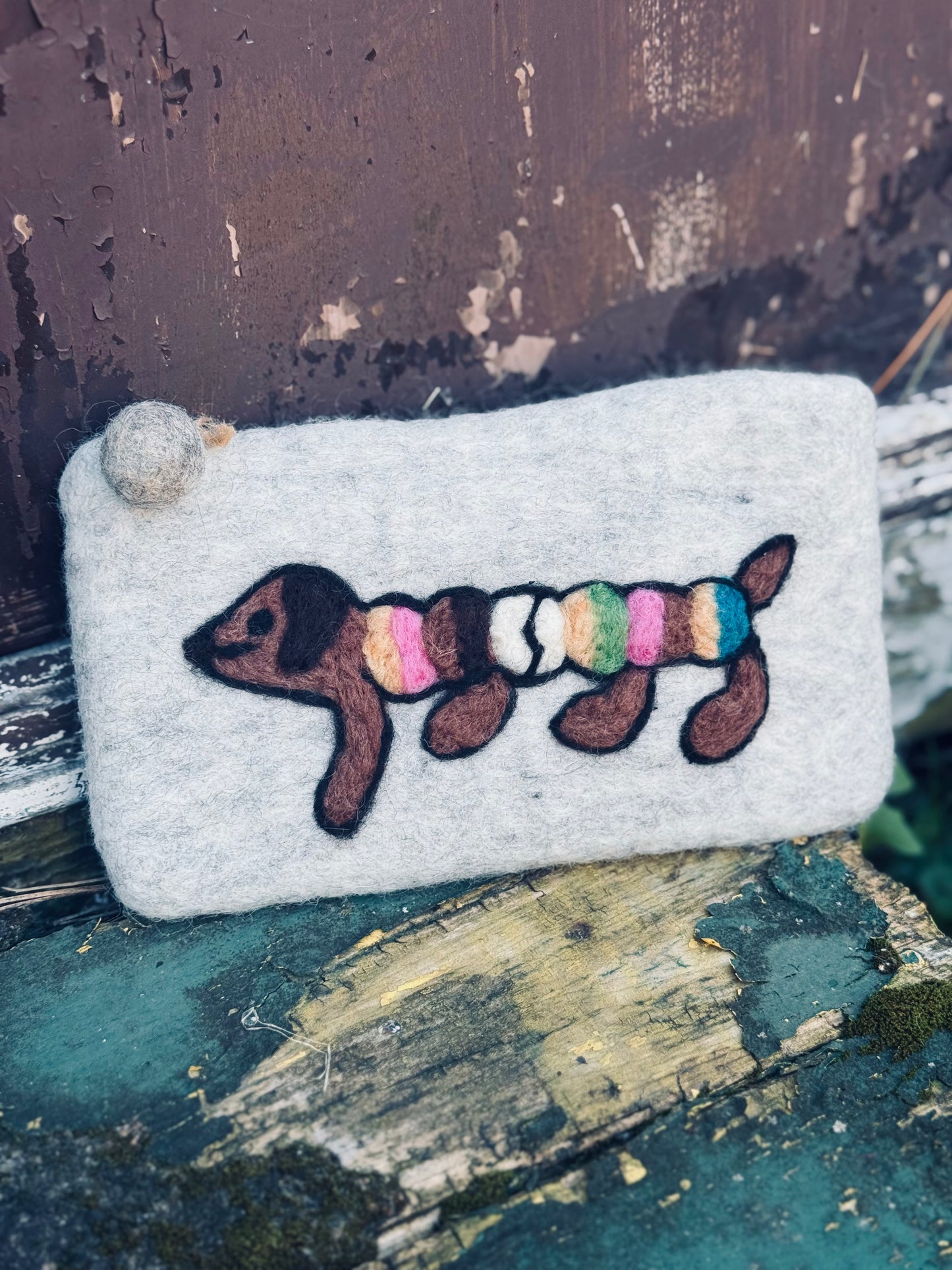 Handmade Felt Pouch – Playful Puppy Edition