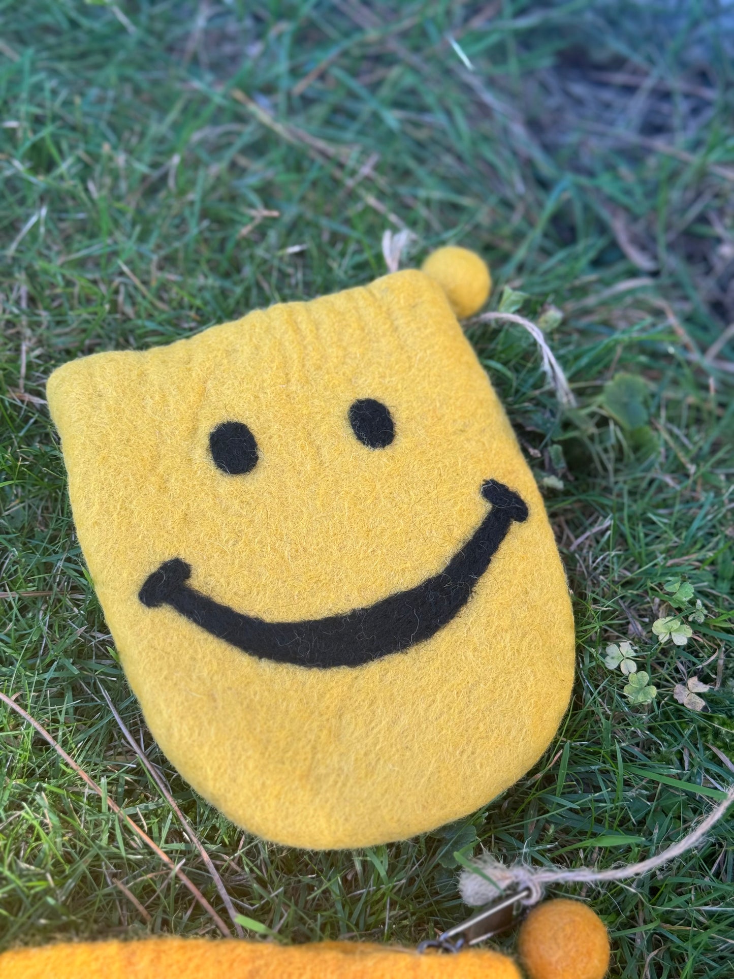 Handmade Felt Pouch – Smiley Face Edition