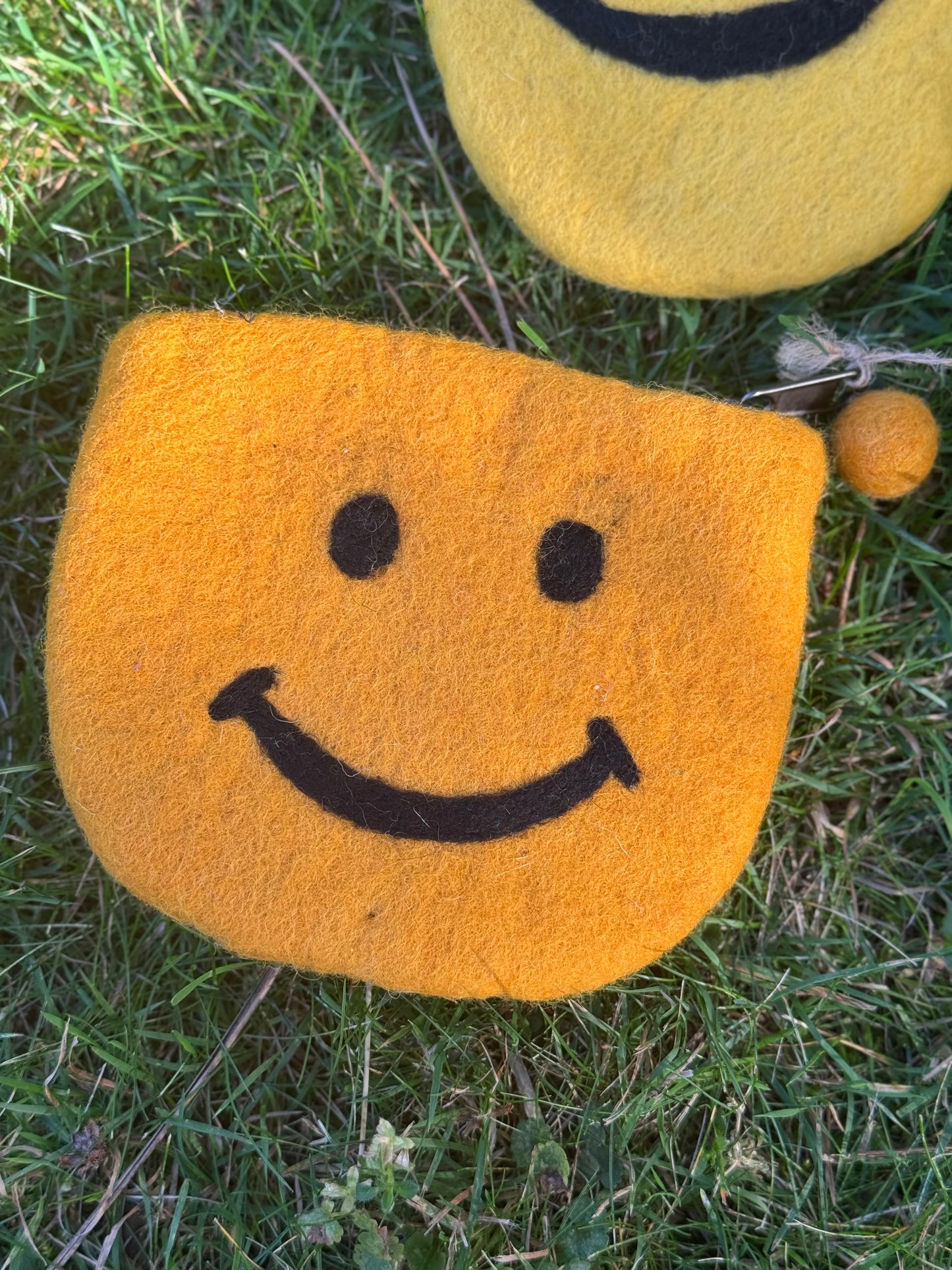 Handmade Felt Pouch – Smiley Face Edition