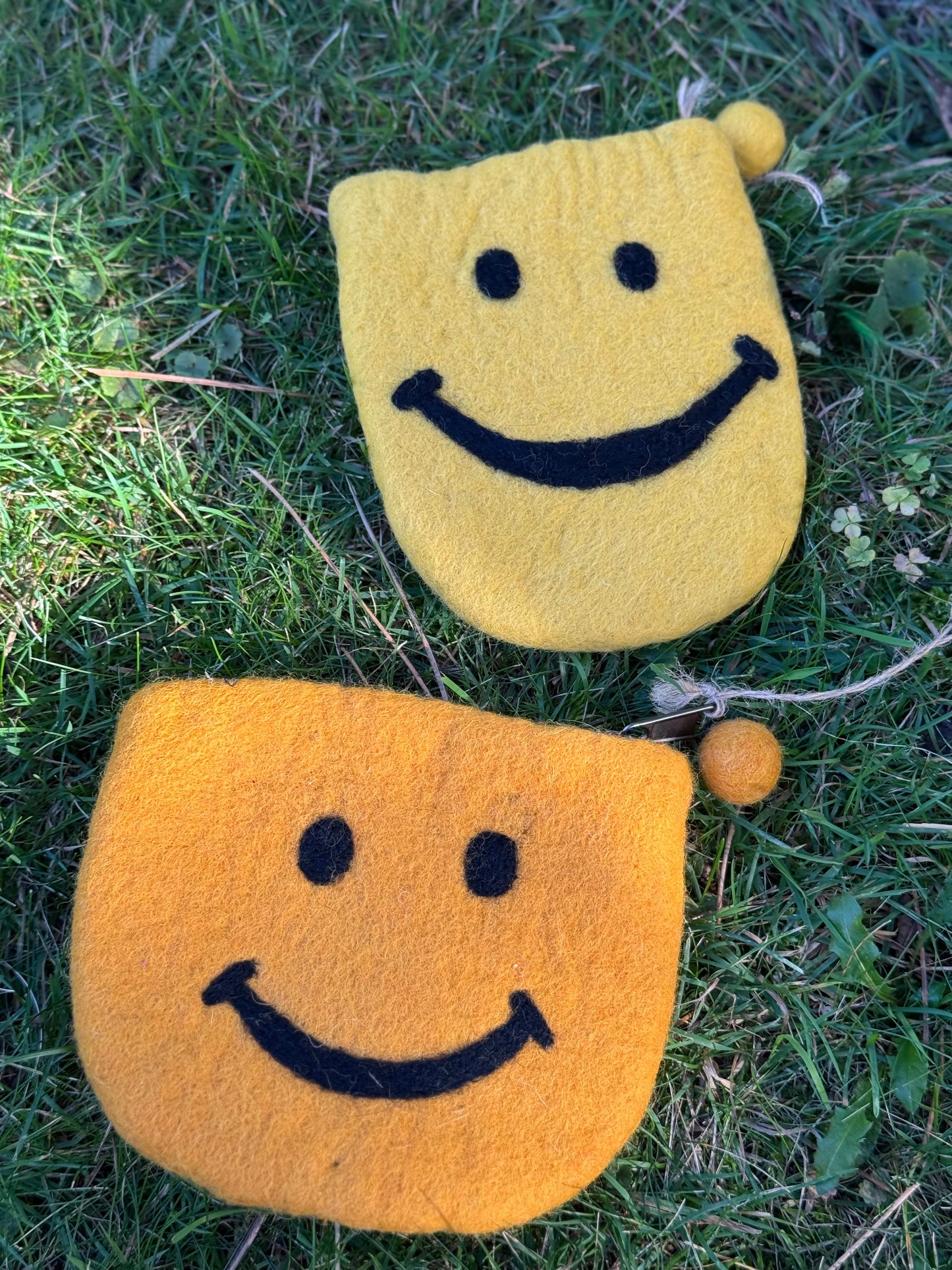 Handmade Felt Pouch – Smiley Face Edition